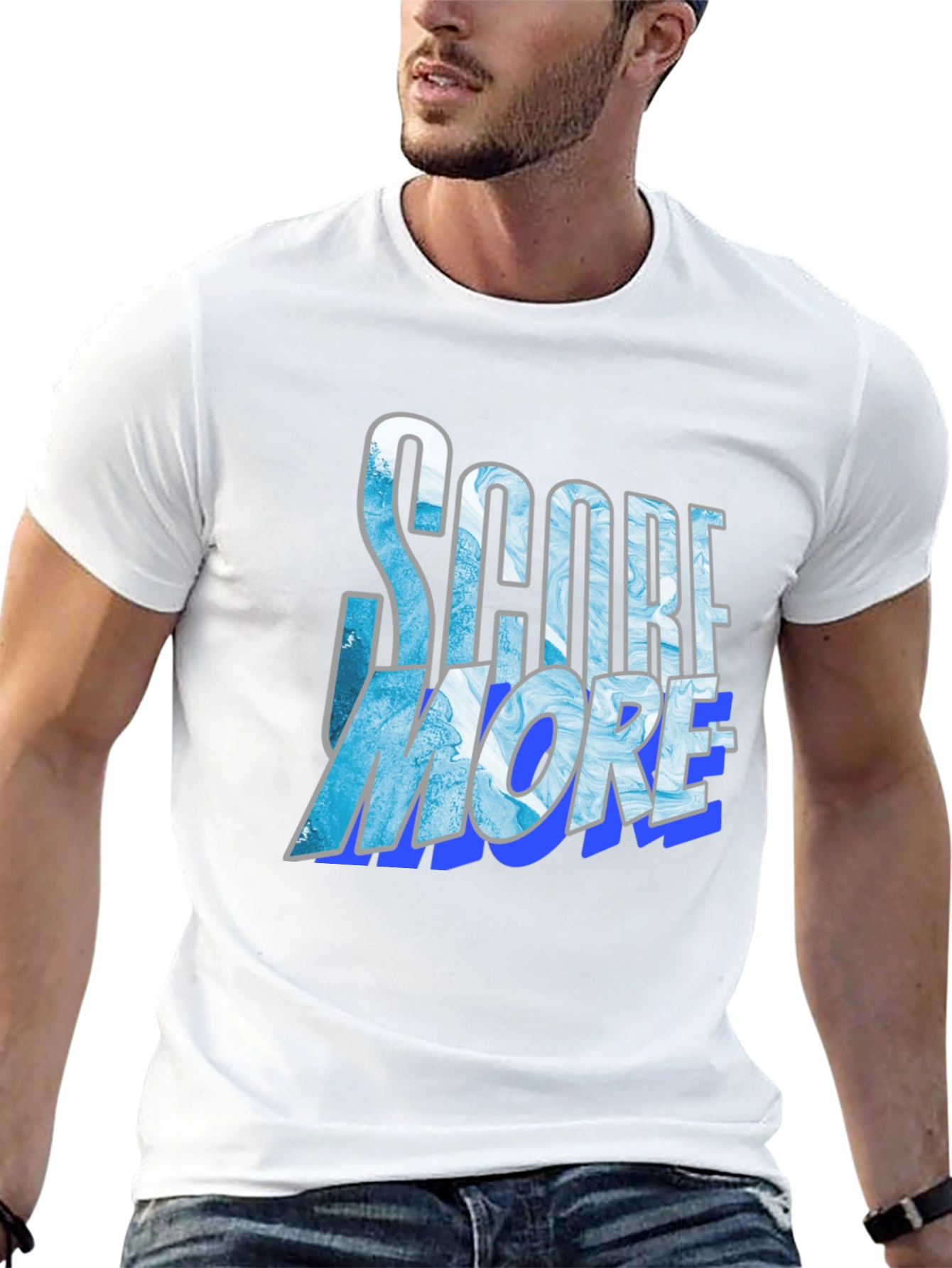 Black Score More Graphic Tee - Cool Blue Design view 13