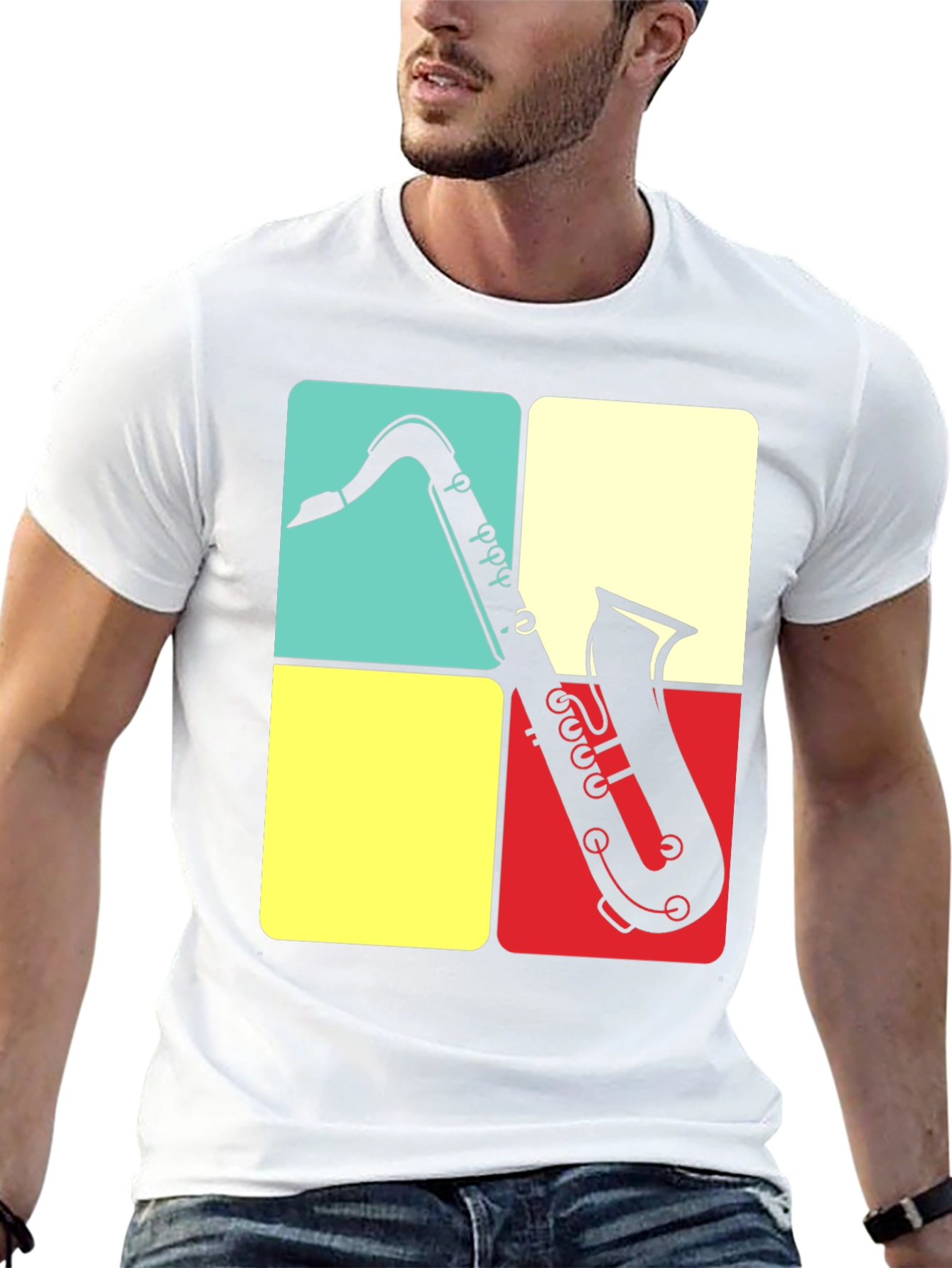 Black Saxophone Graphic Tee | Retro Musical Shirt view 13