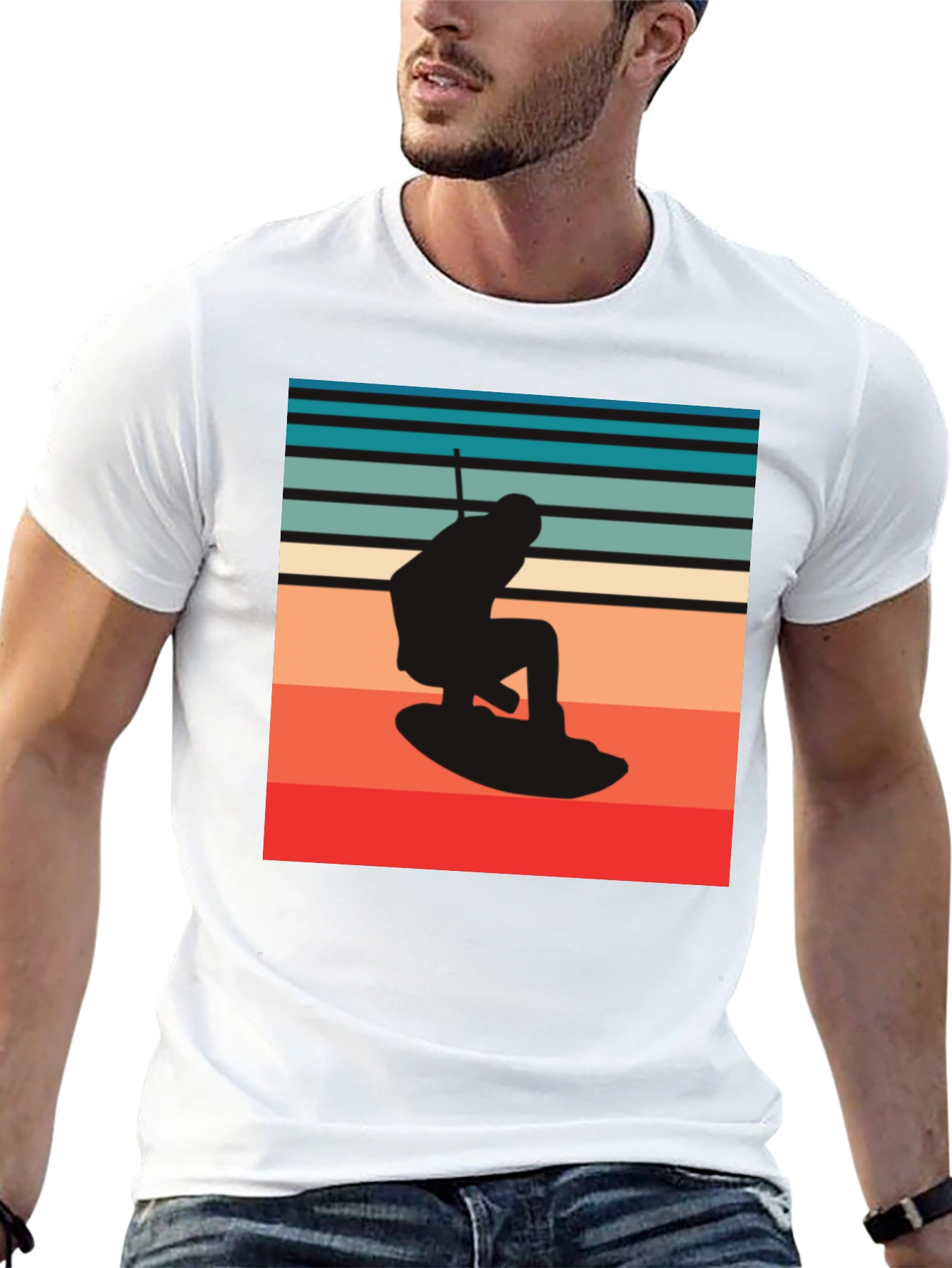 Black Retro Wakeboarding Graphic Tee - Black view 13