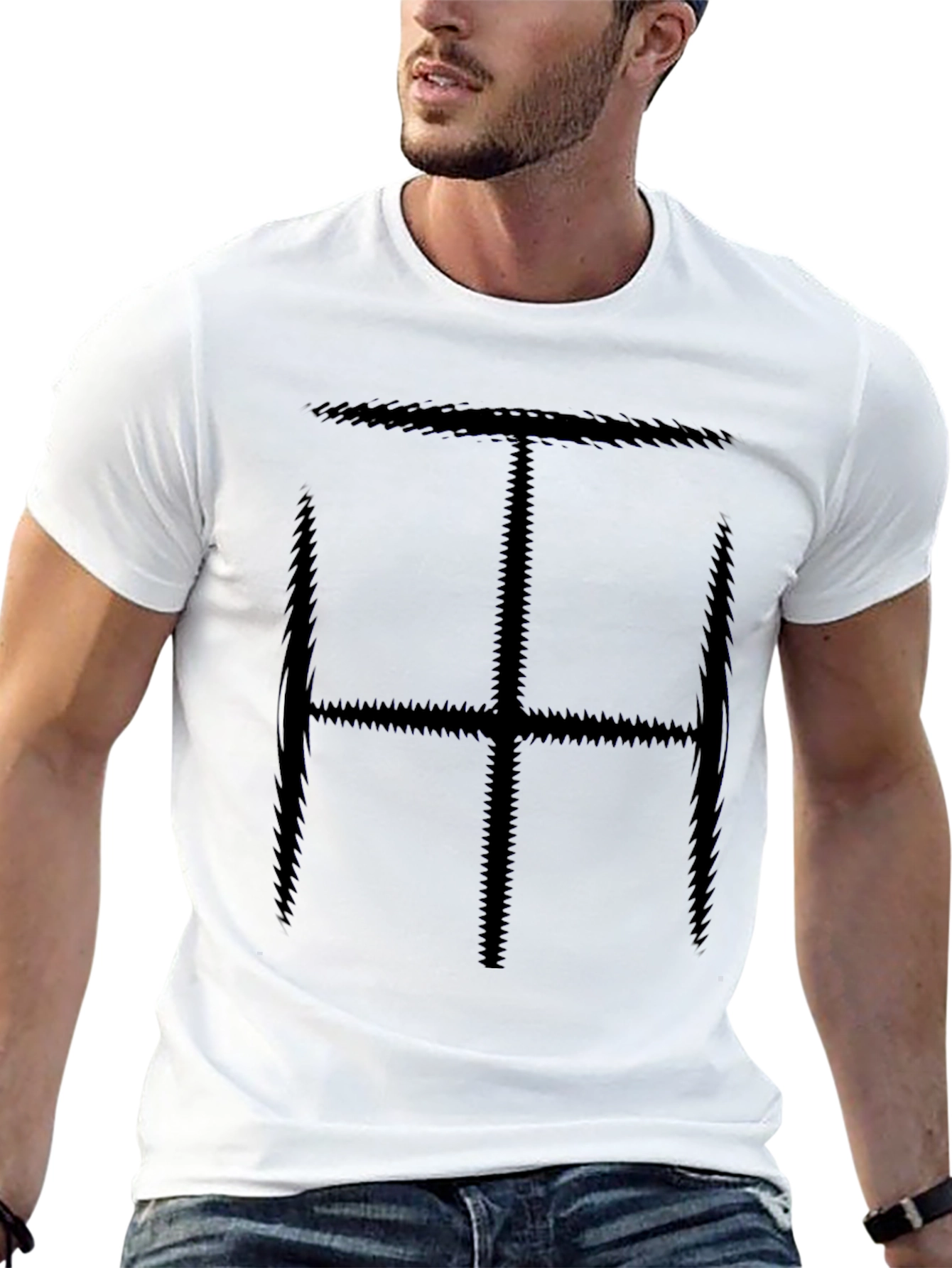 Black Abstract Symbol Tee - Men's Black Graphic T-Shirt view 13