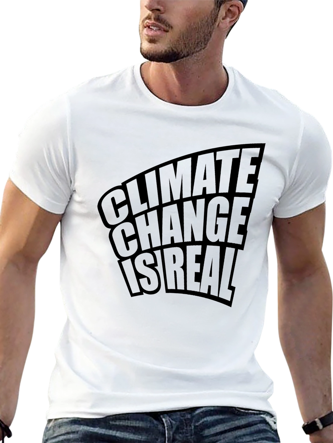 Black Climate Change is Real T-Shirt - Mens Eco-Friendly Tee view 13