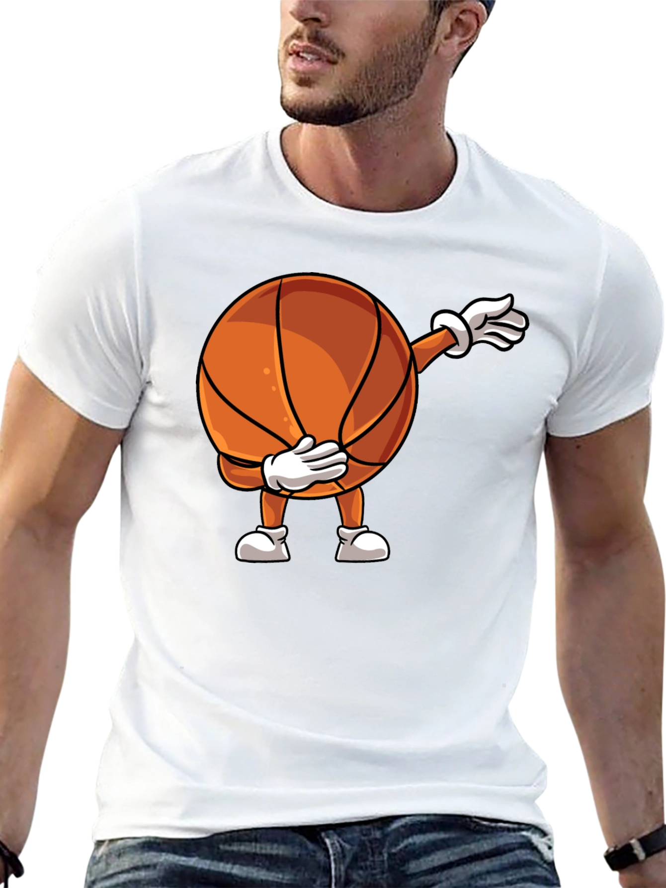 Black Dabbing Basketball Graphic T-Shirt view 13