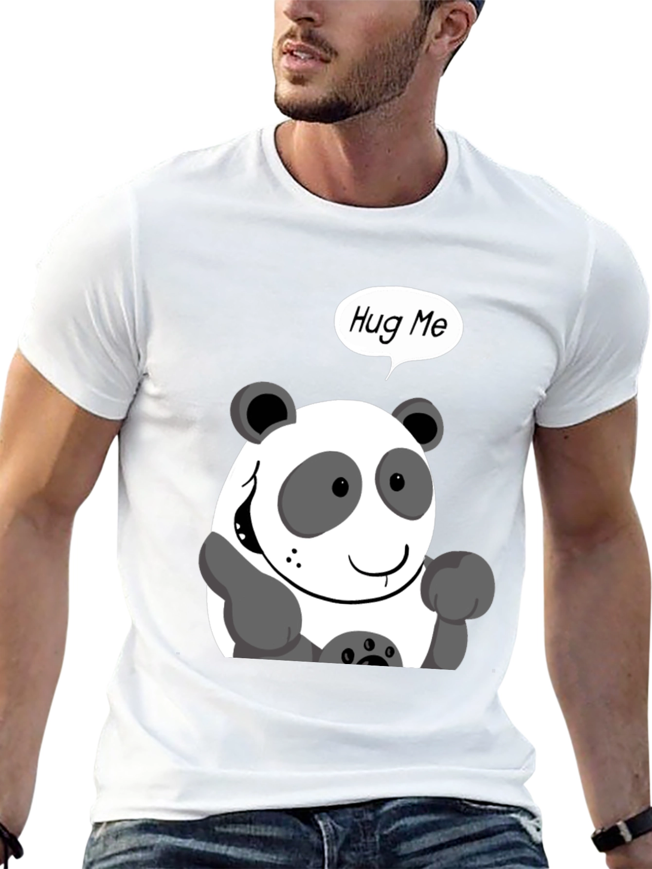 Black Hug Me Panda Graphic Tee - Black Casual Shirt view 13