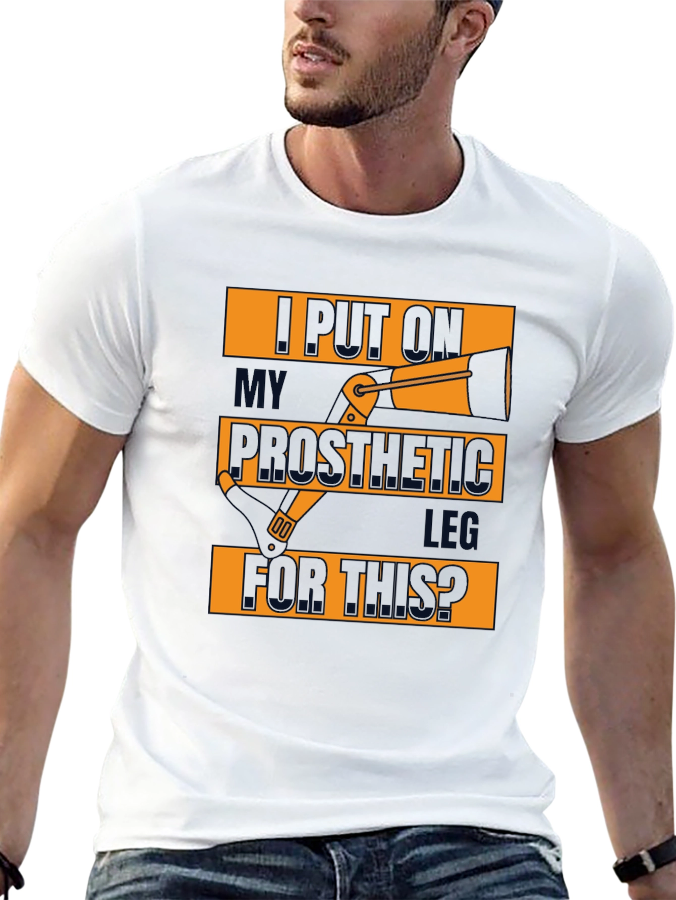 Black Prosthetic Leg T-Shirt - Humorous Design view 13