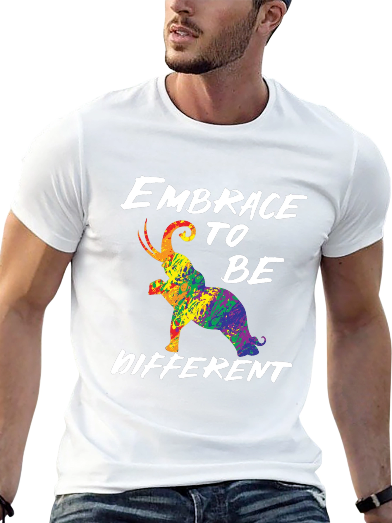 Black Embrace Being Different Elephant Pride T-Shirt view 13
