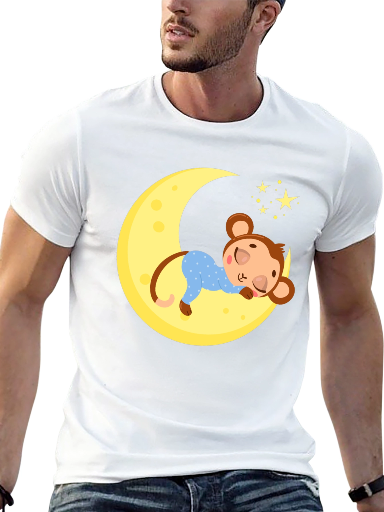 Black Sleepy Monkey Moon Graphic Tee view 13