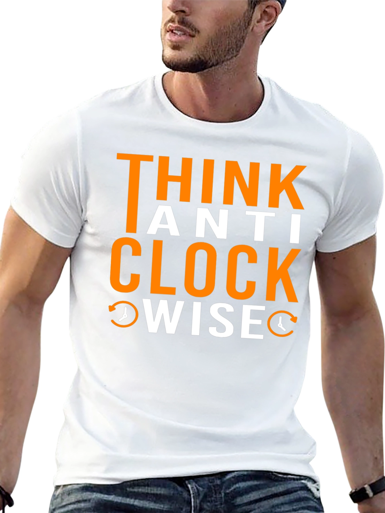 Black Think Anti Clockwise T-Shirt - Unique Design view 13