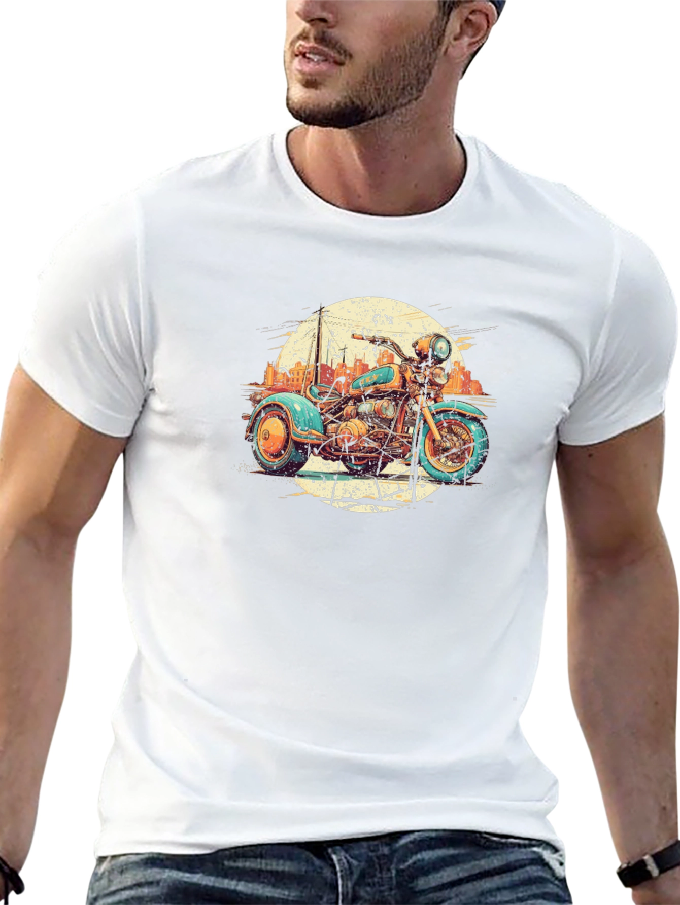 Black Vintage Motorcycle Graphic Tee - Cool Retro Style view 13