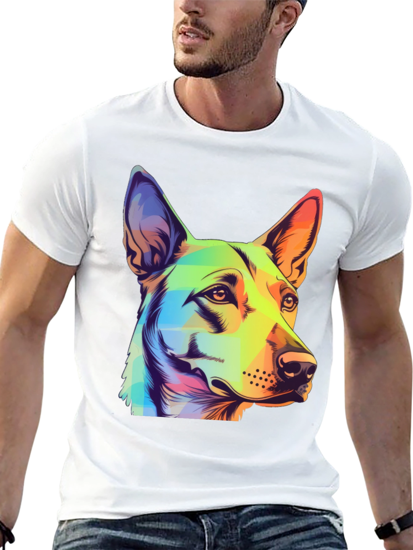 Black Colorful Dog Graphic Tee - Unique Animal Art view 13