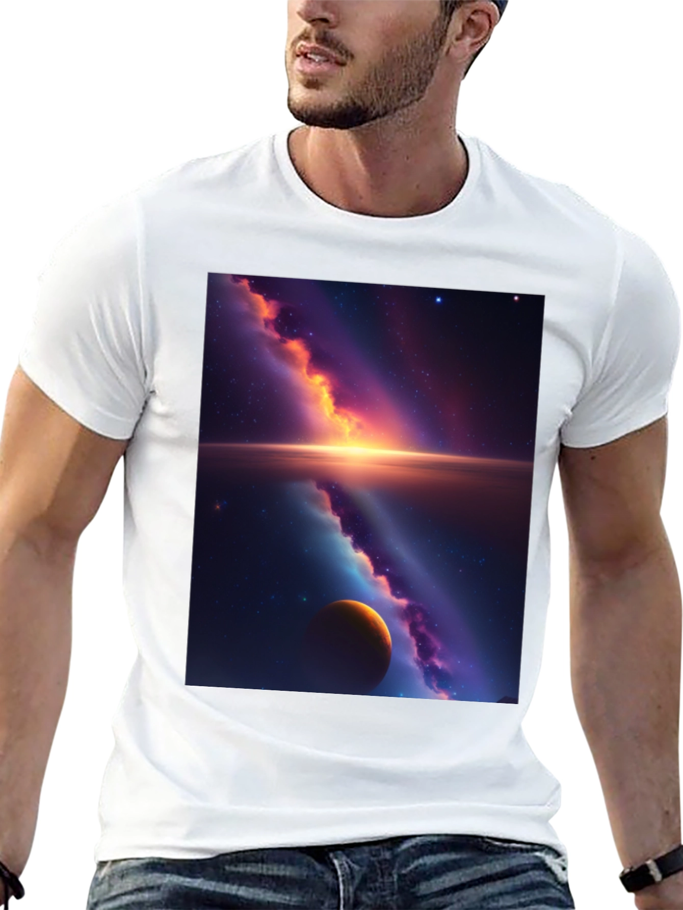 Black Galaxy Graphic Tee - Black Cotton Blend view 13