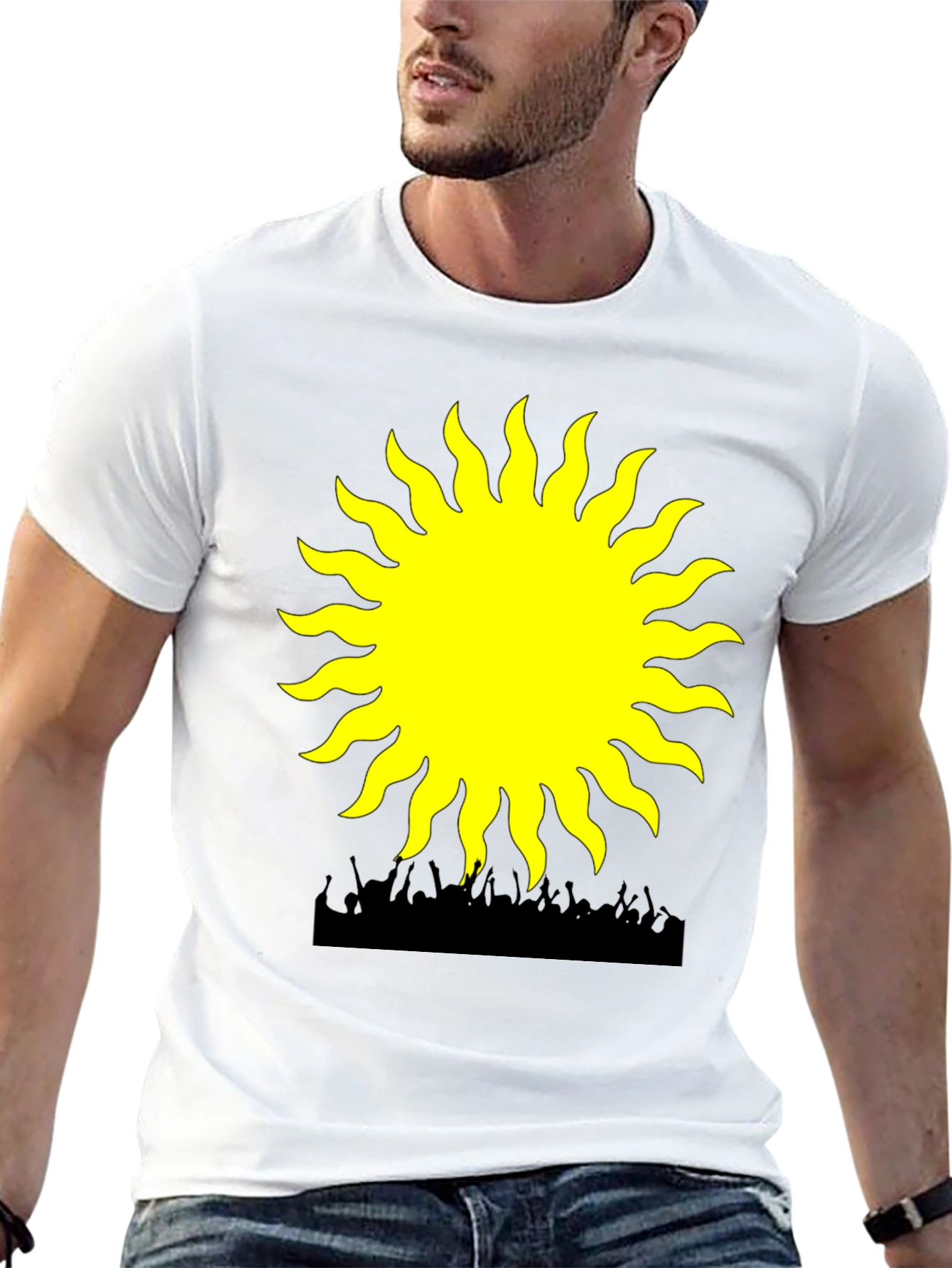 Black Radiant Sun Graphic Tee - Black Cotton Blend view 13