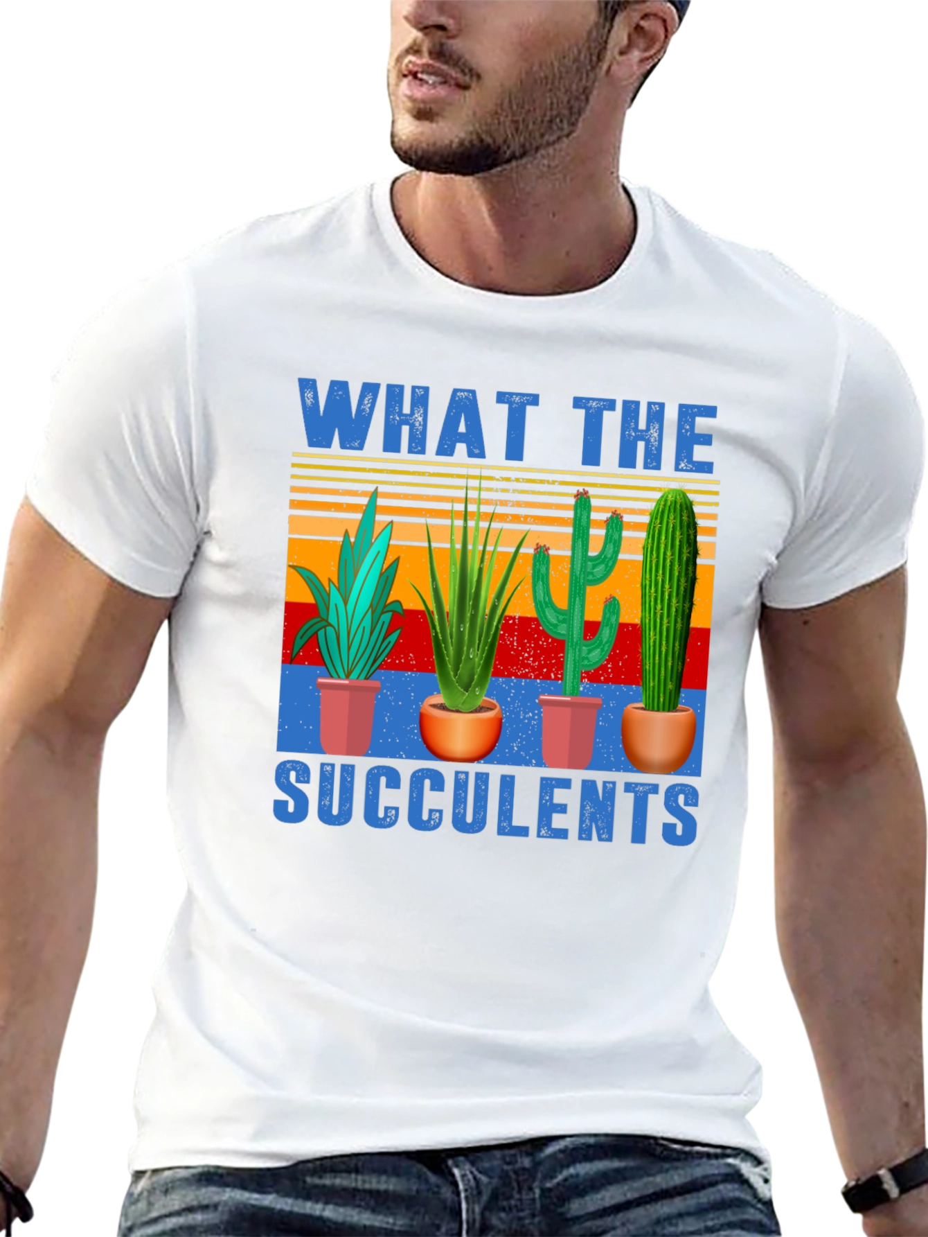 Black What The Succulents T-Shirt | Novelty Graphic Tee view 13