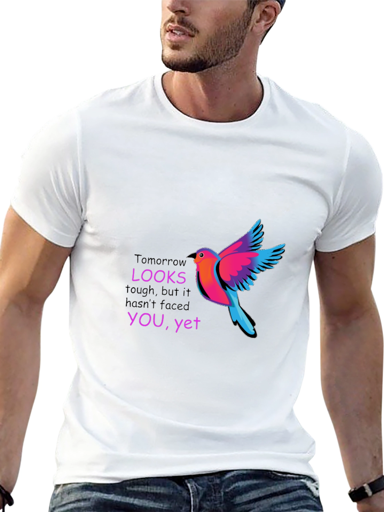 Black Motivational Bird Graphic Black T-Shirt view 13
