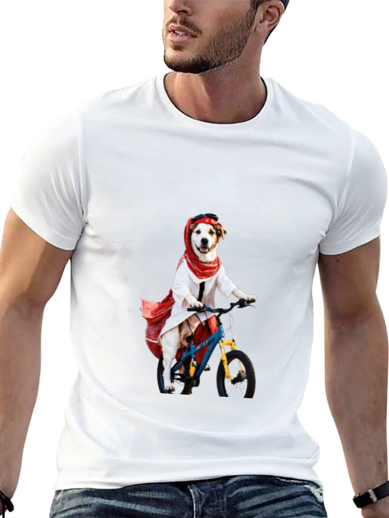 Black Dog on Bike Graphic T-Shirt view 13