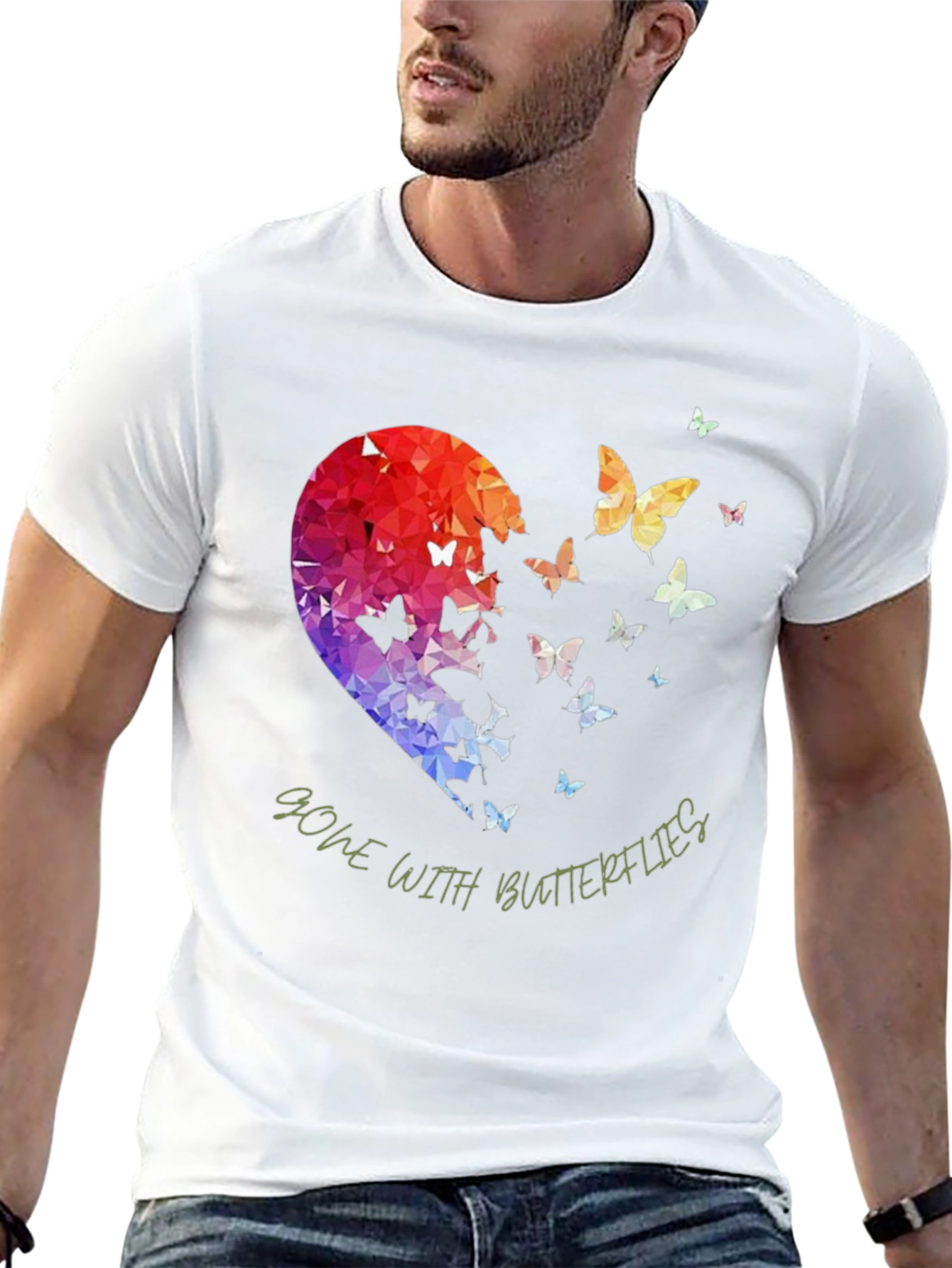 Black Gone With Butterflies Graphic T-Shirt view 13