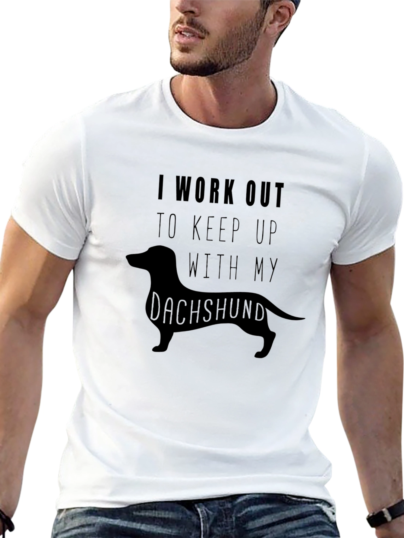 Black Dachshund Workout T-Shirt - Keep Up With My Dog view 13