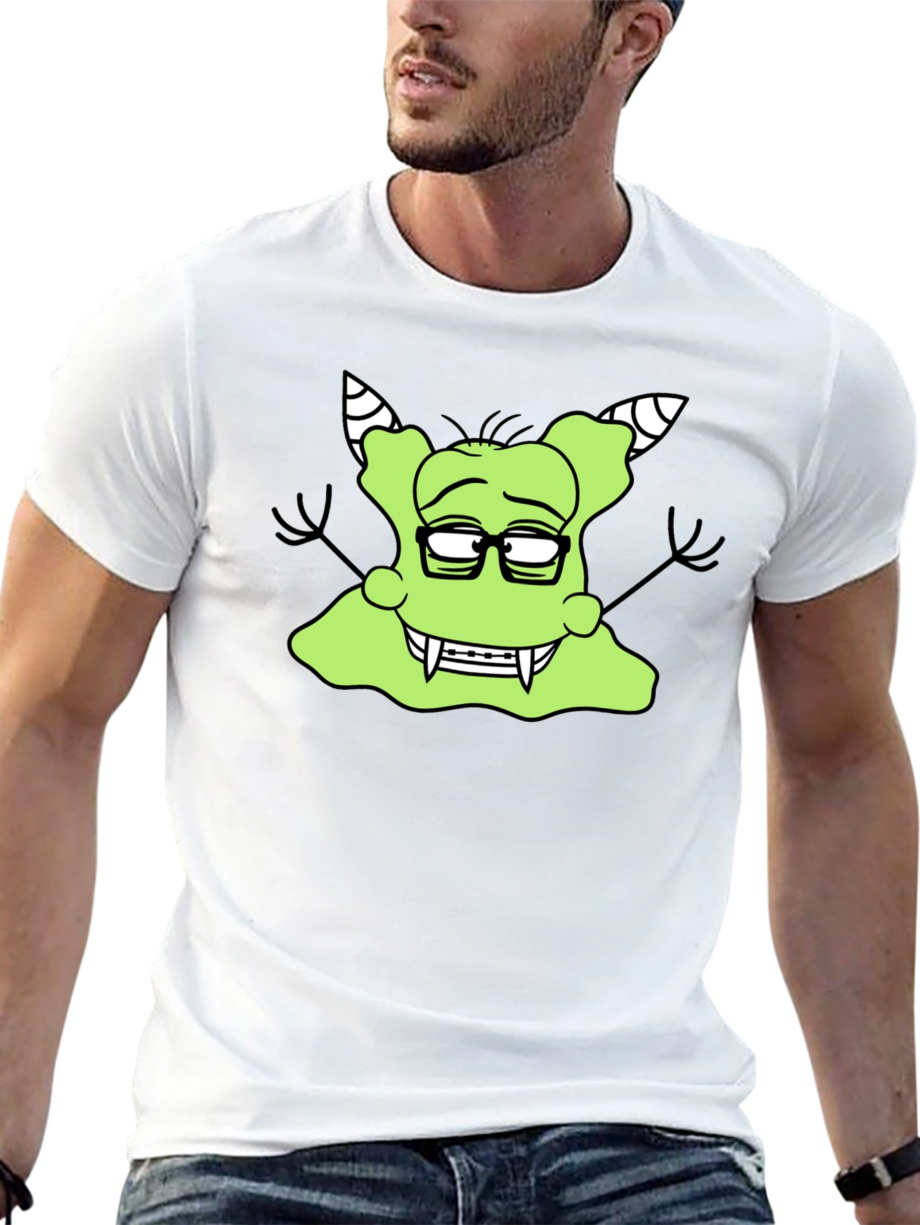 Black Nerdy Green Monster Graphic T-Shirt view 13