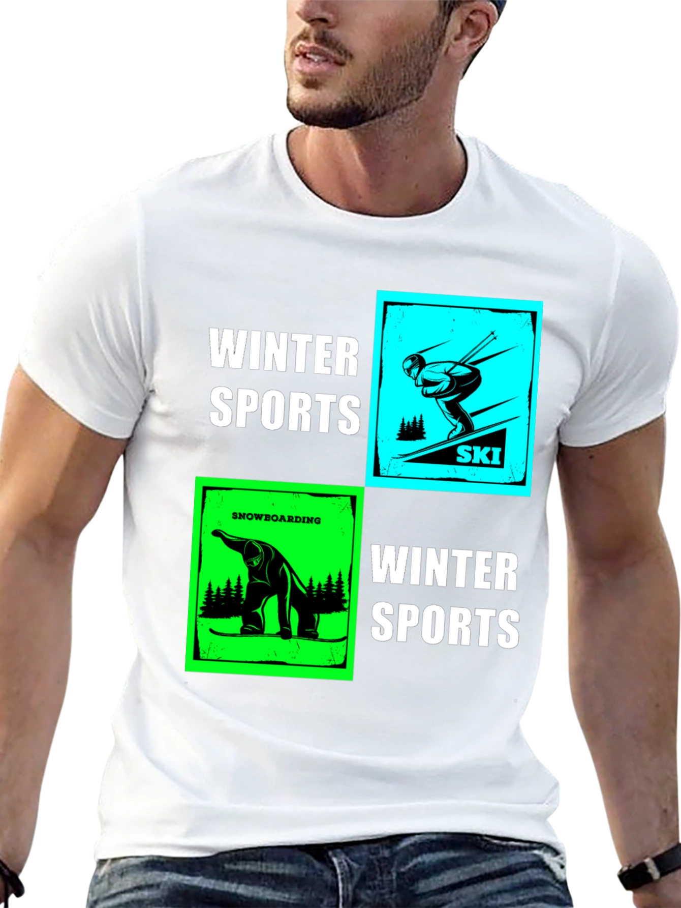 Black Winter Sports Graphic T-Shirt - Skiing & Snowboarding view 13