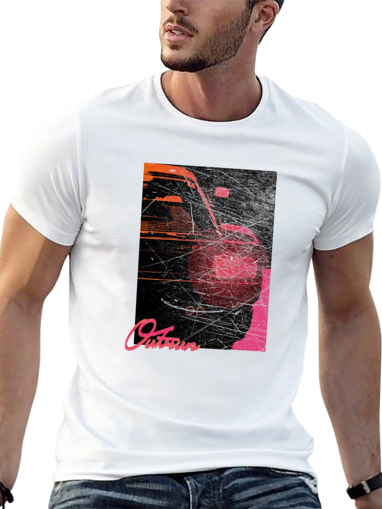Black Retro Outrun Car Graphic T-Shirt view 13