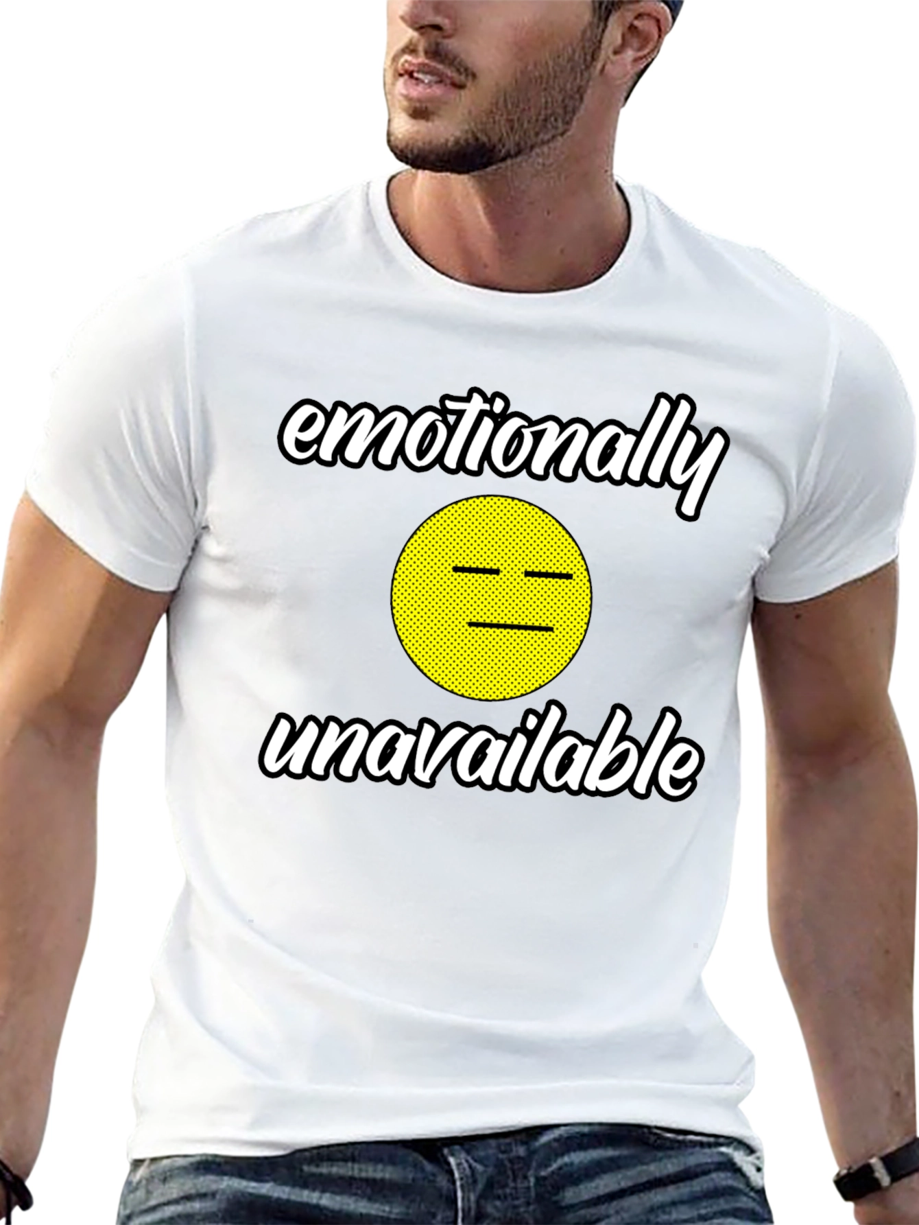 Black Emotionally Unavailable Graphic Tee - Funny Humor T-Shirt view 13