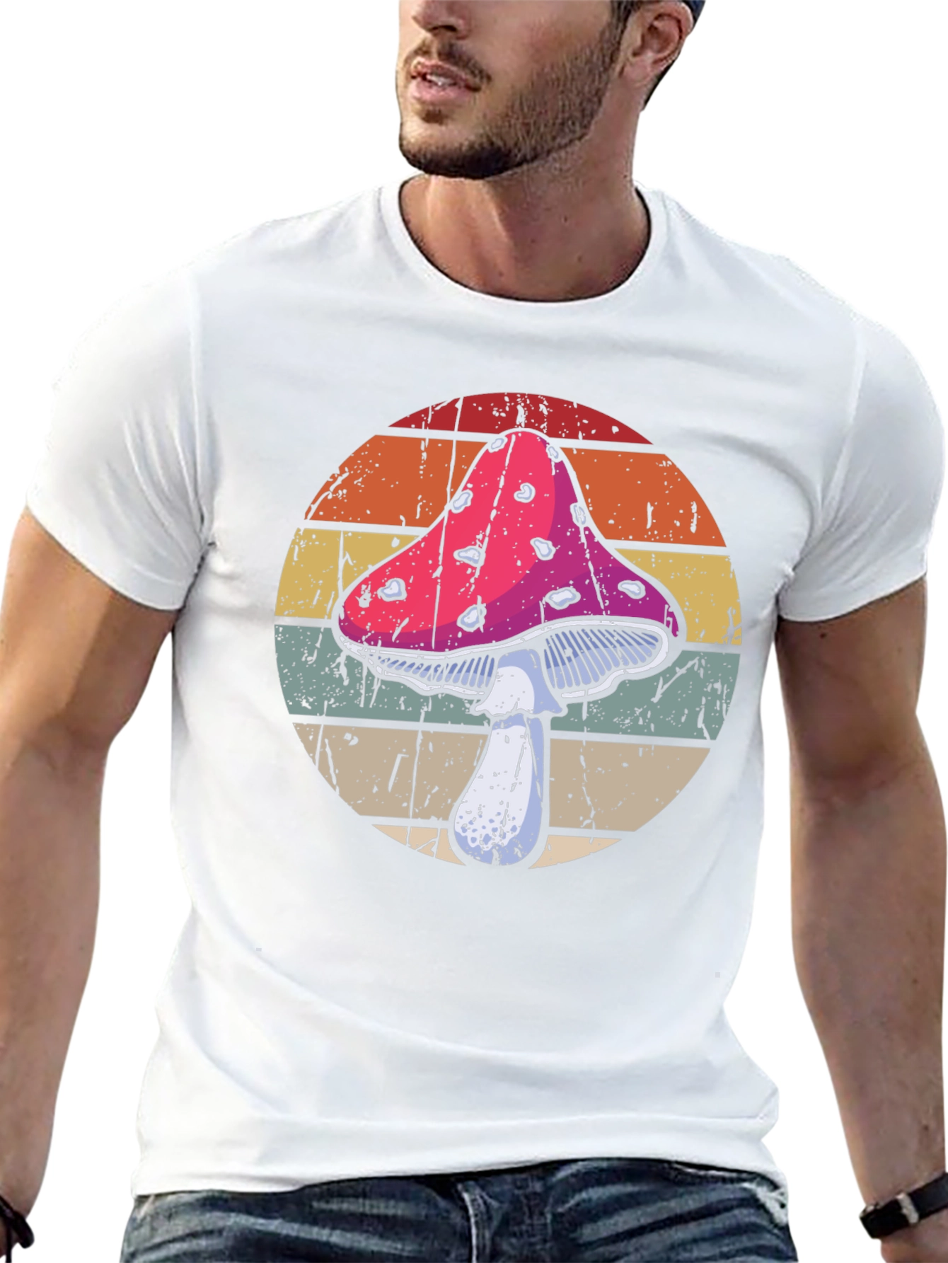 Black Retro Mushroom T-Shirt - Vintage Style Graphic Tee view 13
