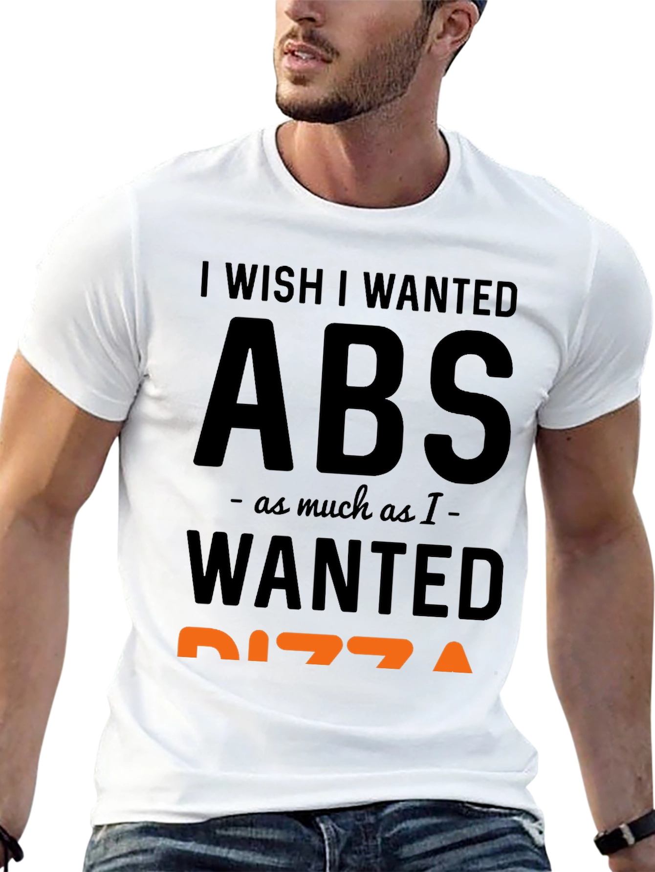 Black I Wish I Wanted Abs Pizza Funny T-Shirt view 13