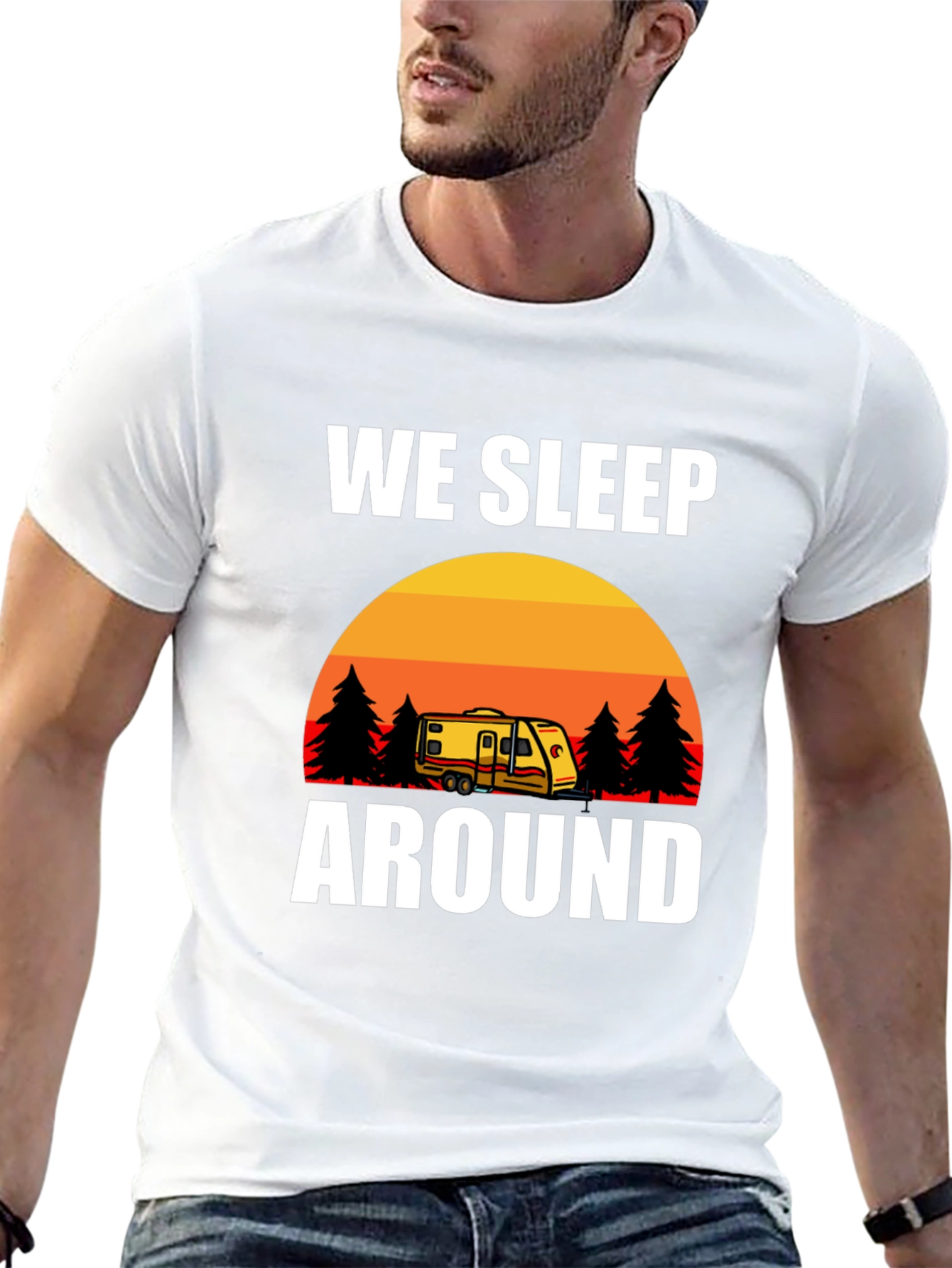 Black We Sleep Around Camping Graphic Tee view 13