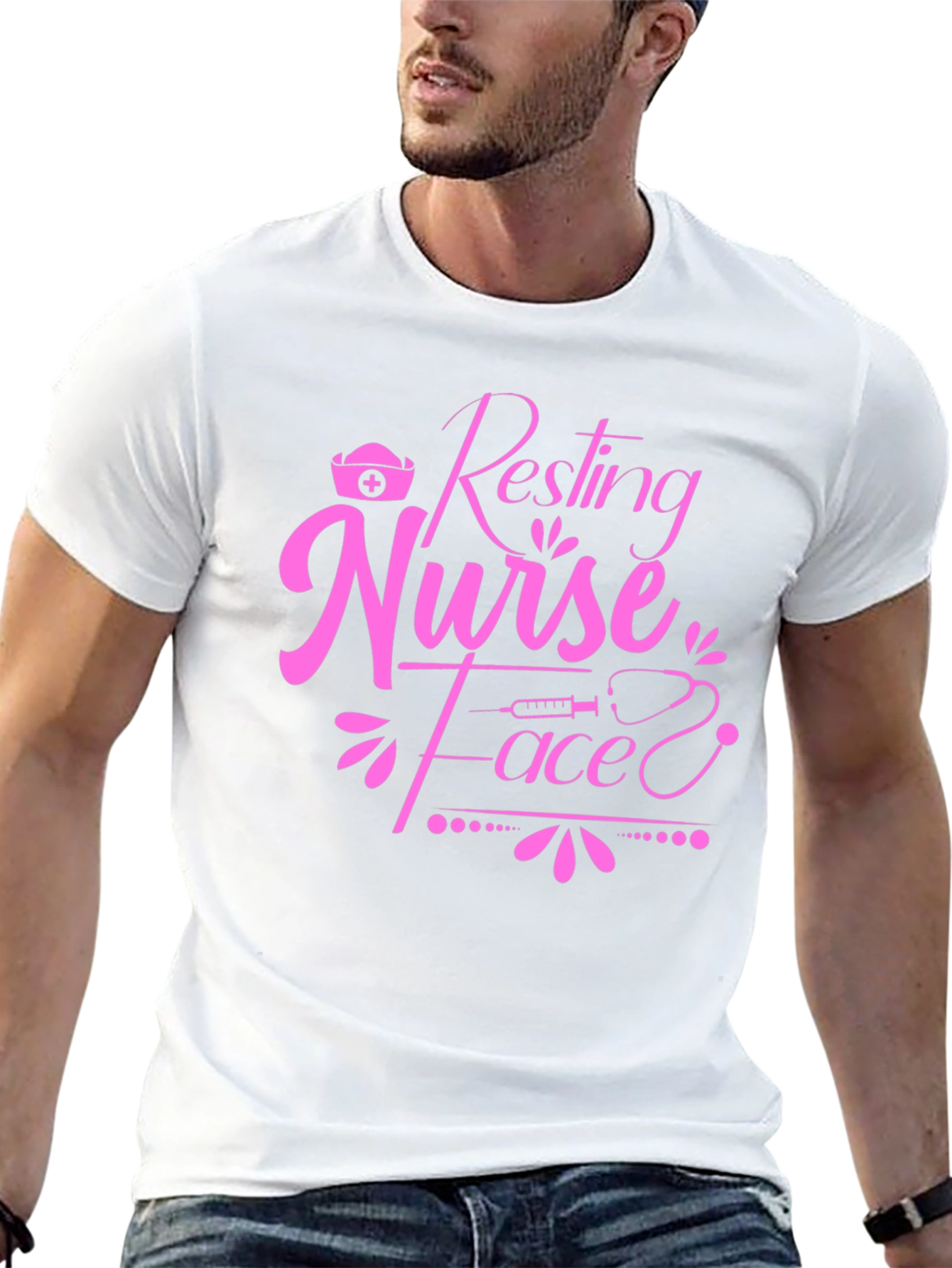 Black Resting Nurse Face T-Shirt - Novelty Graphic Tee view 13