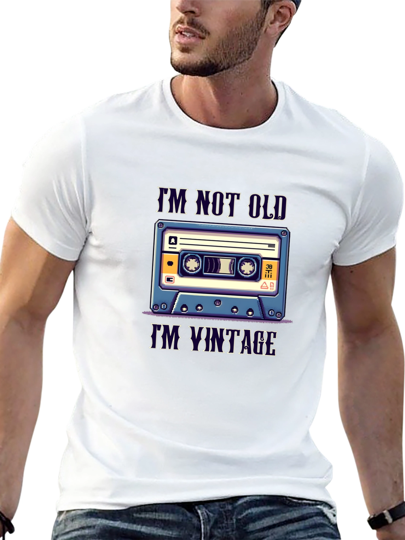 Black Vintage Cassette Tape T-Shirt - "I'm Not Old, I'm Vintage" view 13