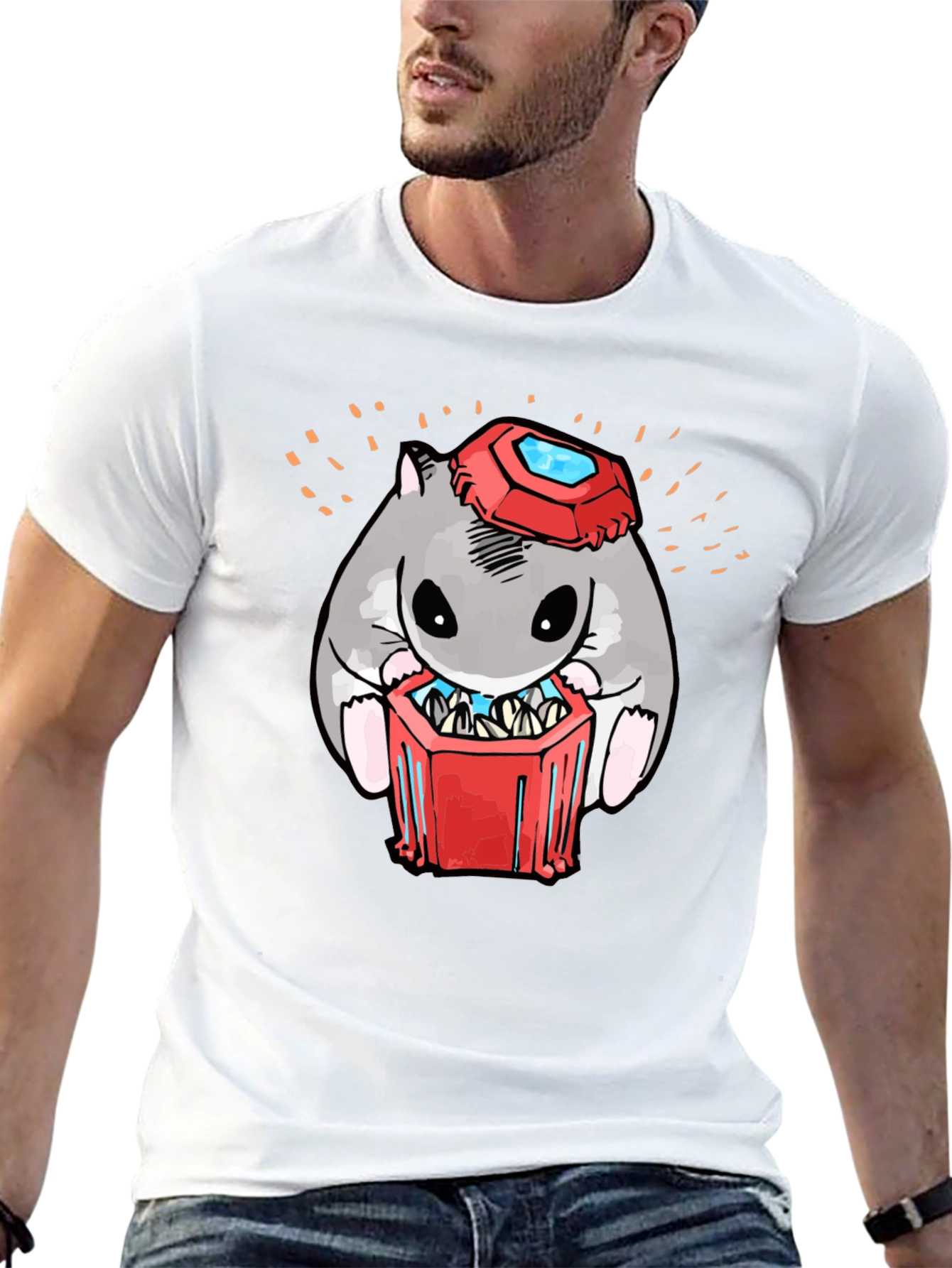 Black Hamster T-Shirt with Gemstone Hat view 13