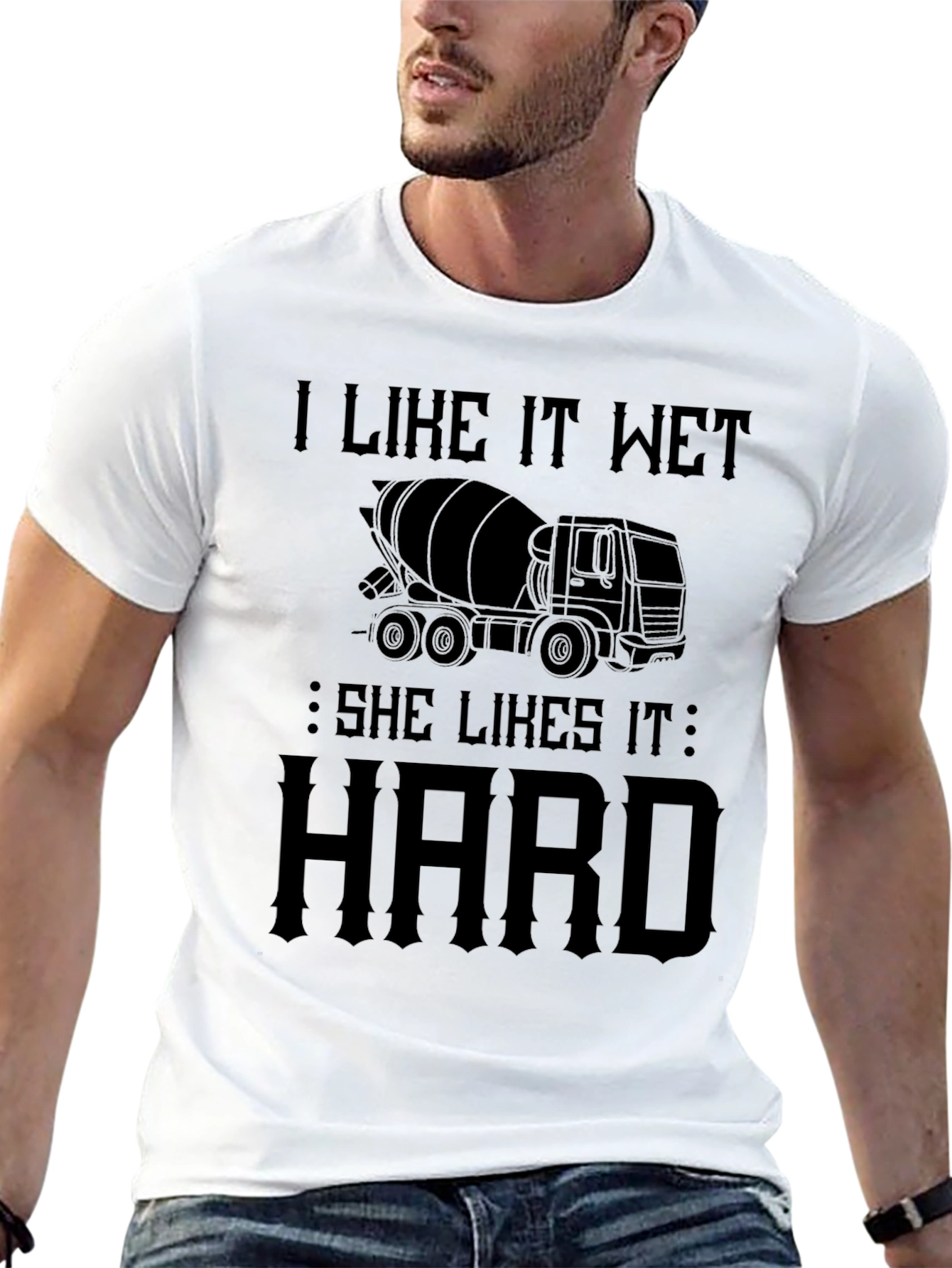 Black I Like It Wet Concrete Truck T-Shirt view 13