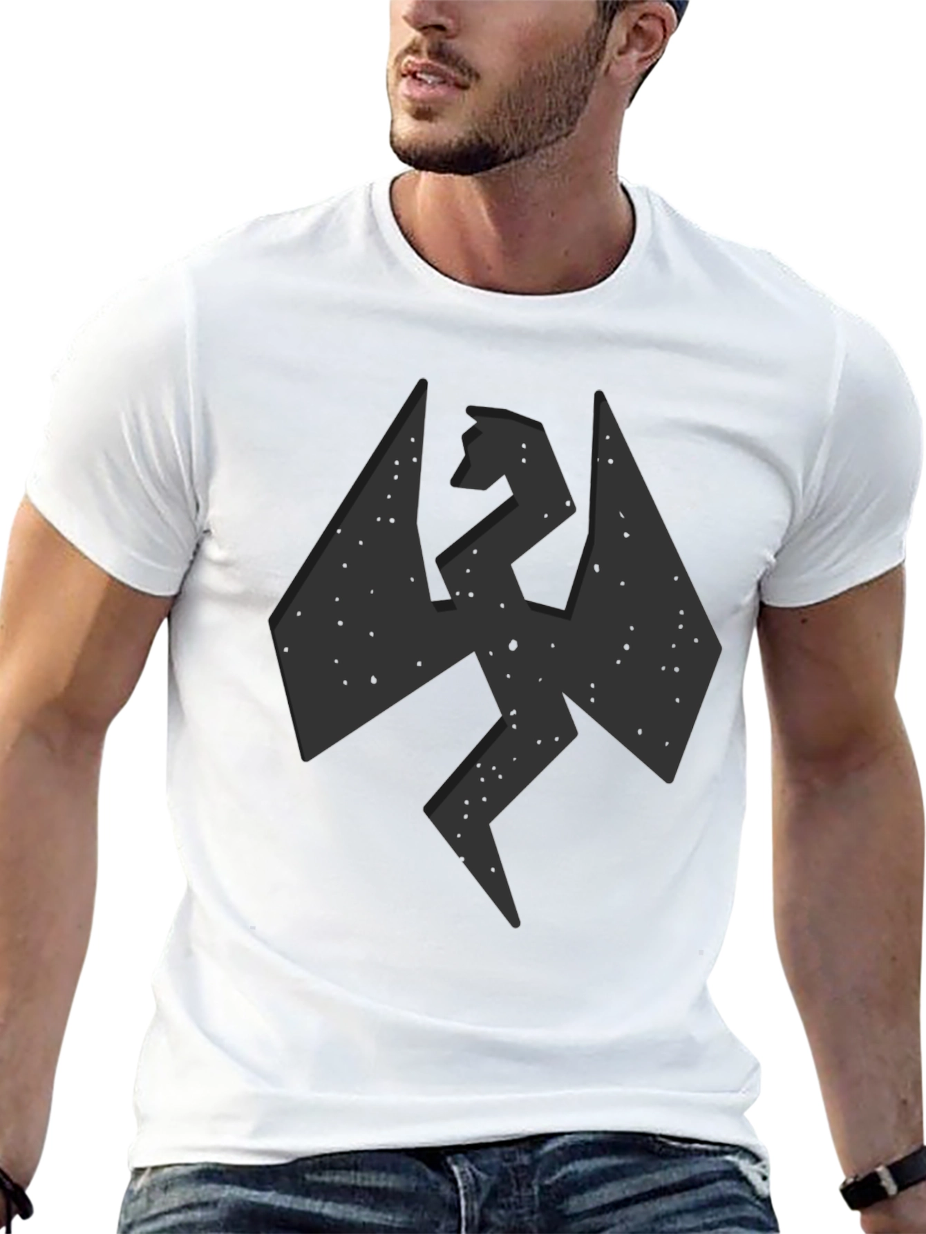 Black Men's Black Graphic Tee - Dragon Design view 13