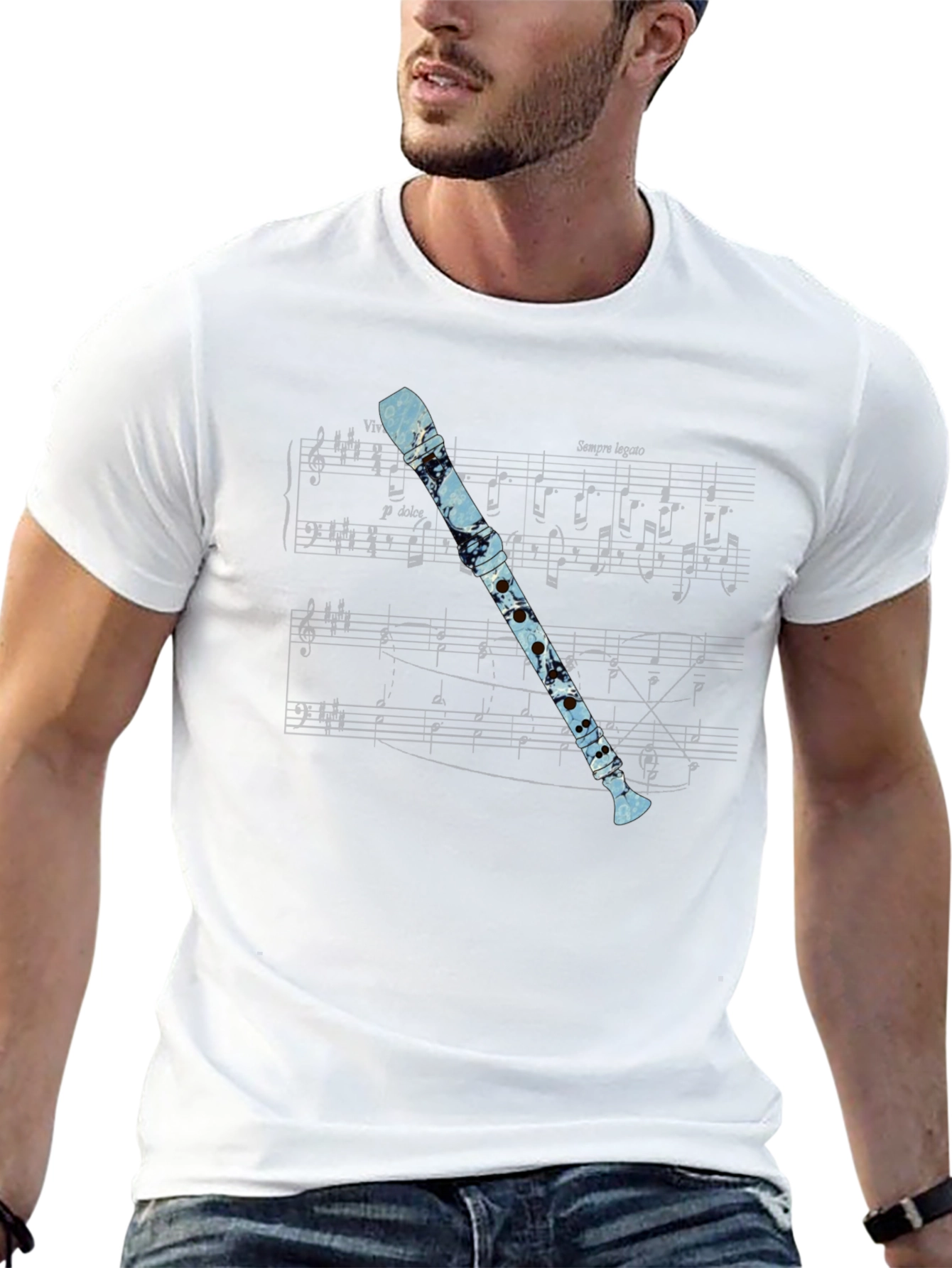 Black Music Lover's Flute Graphic Tee view 13