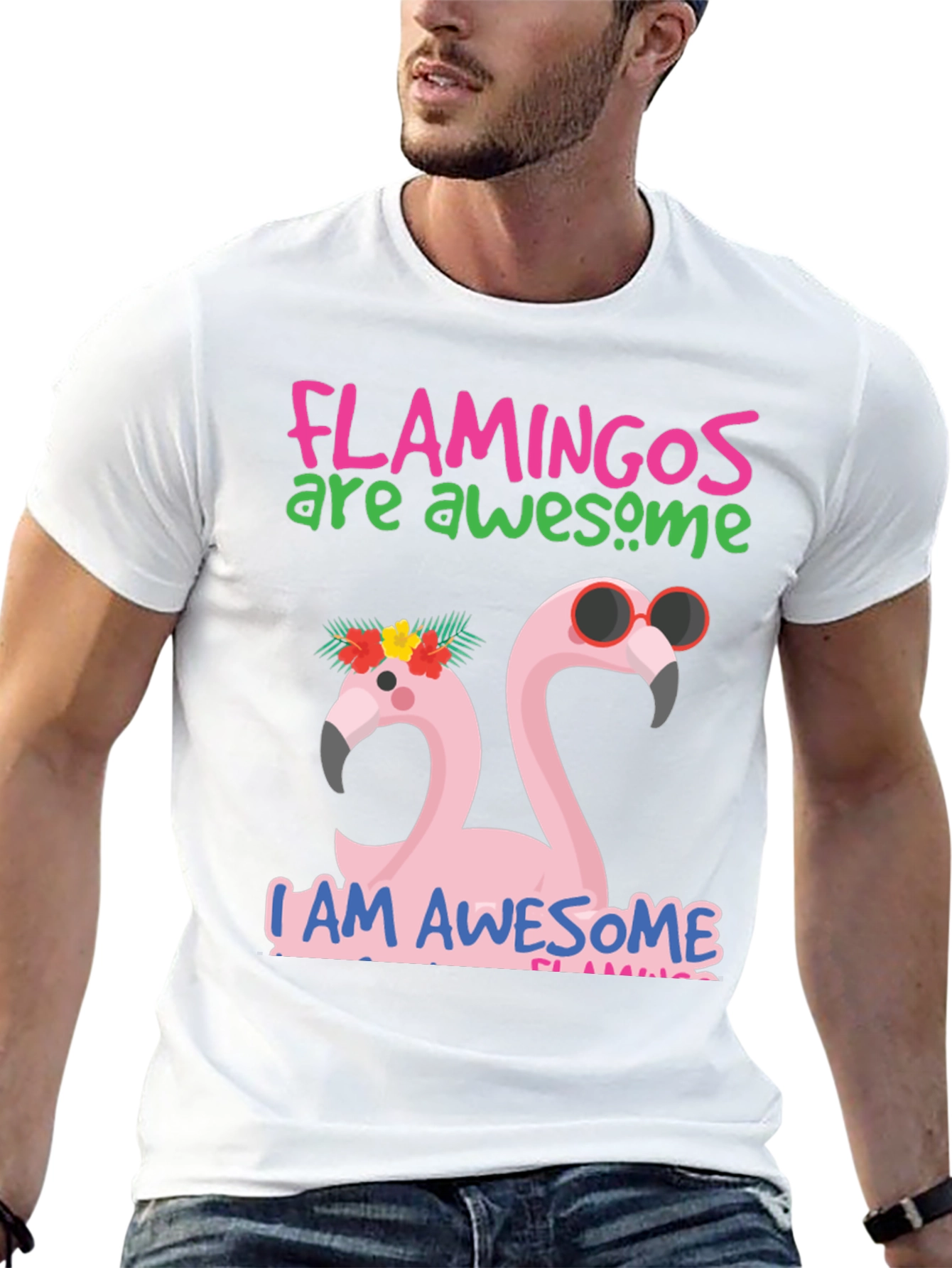 Black Awesome Flamingo Graphic T-Shirt view 13