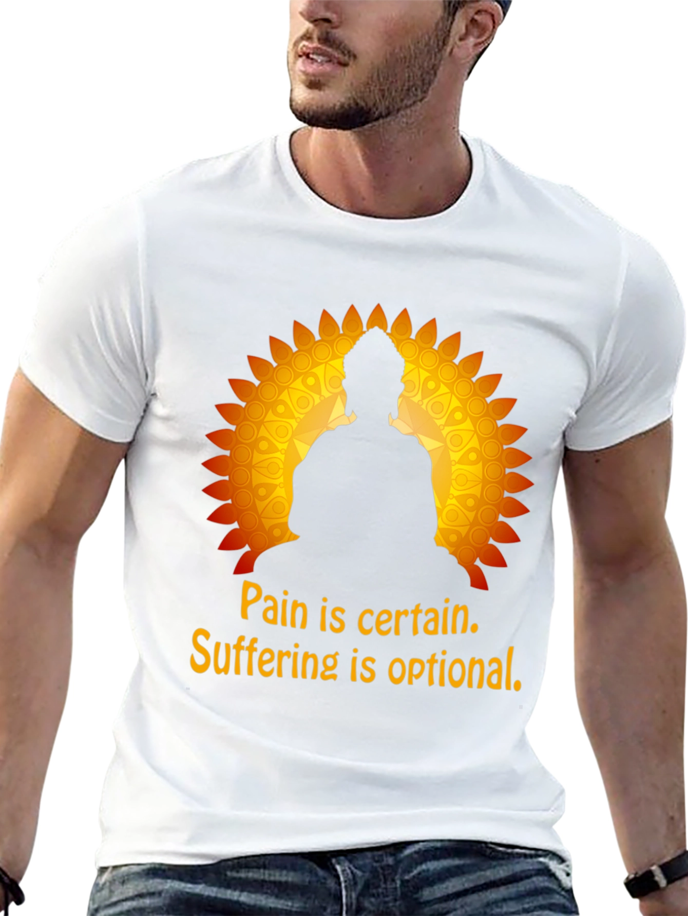Black Pain and Suffering Buddha Graphic T-Shirt view 13