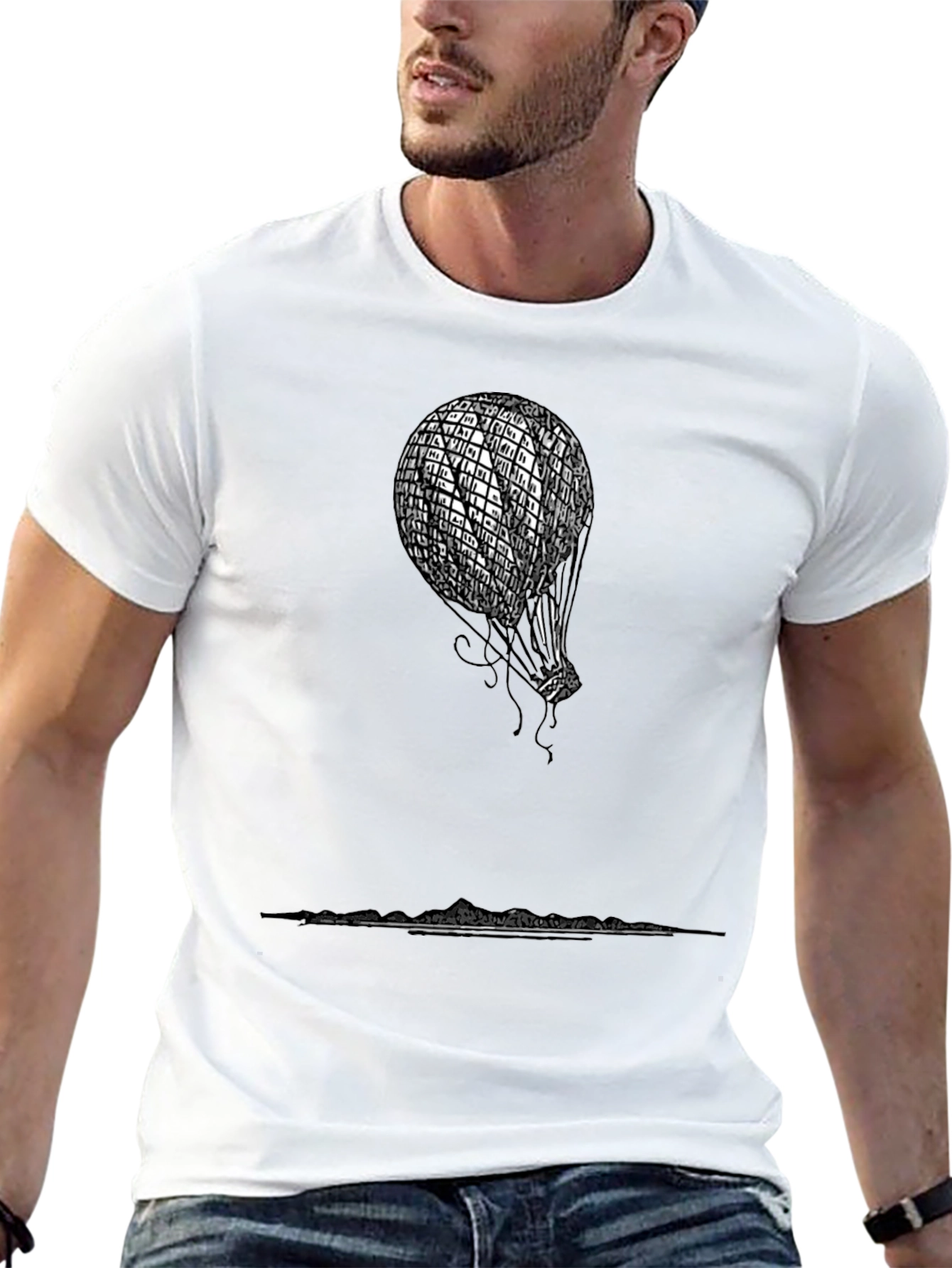 Black Black Hot Air Balloon Graphic Tee view 13