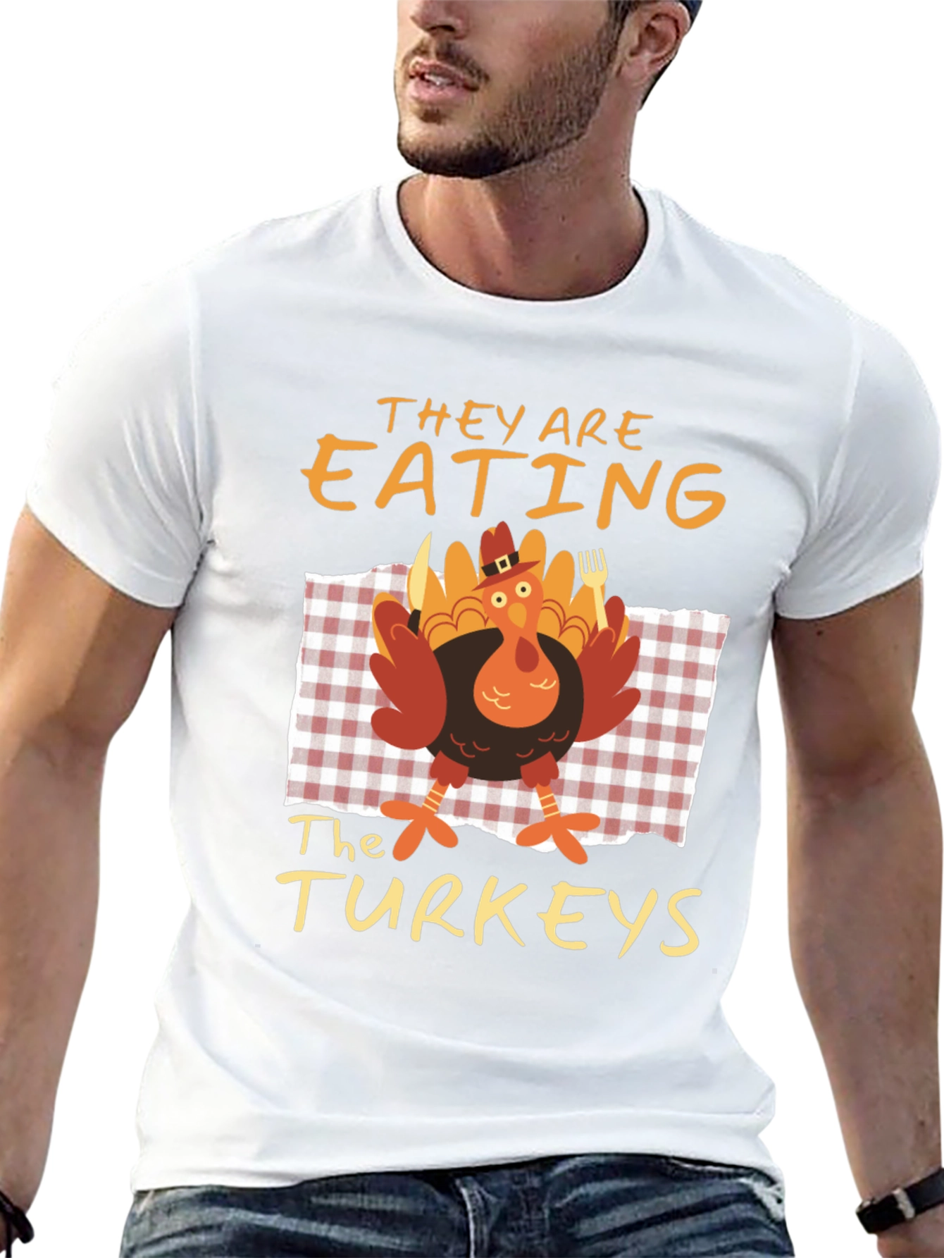 Black Funny Thanksgiving "Eating the Turkeys" Graphic Tee view 13