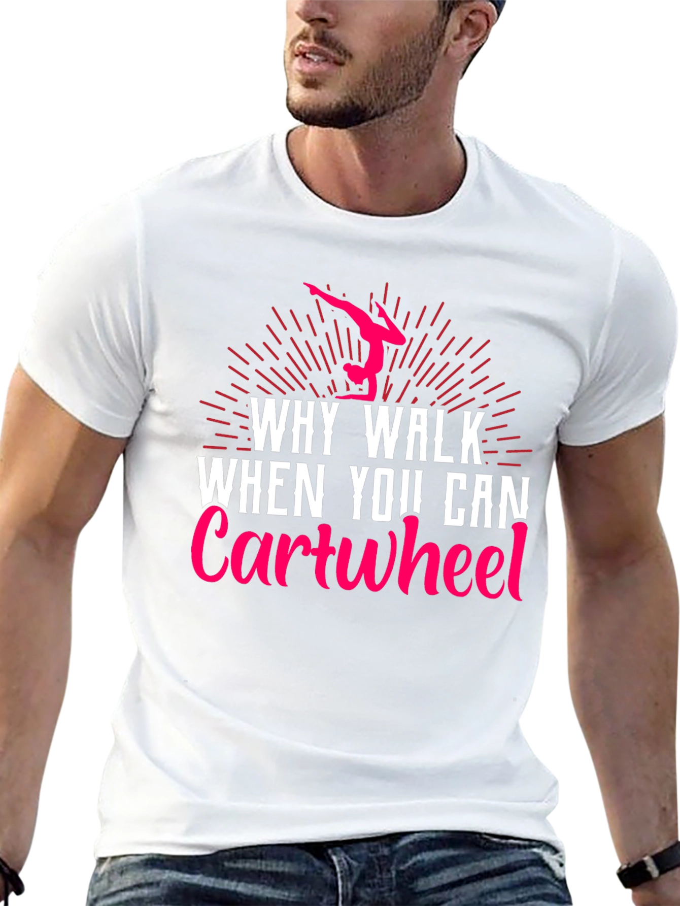Black Why Walk? Cartwheel! Gymnastics T-Shirt view 13