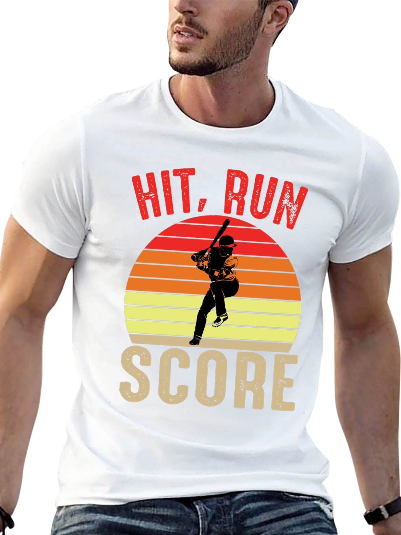 Black Hit Run Score Graphic T-Shirt Baseball Fan view 13