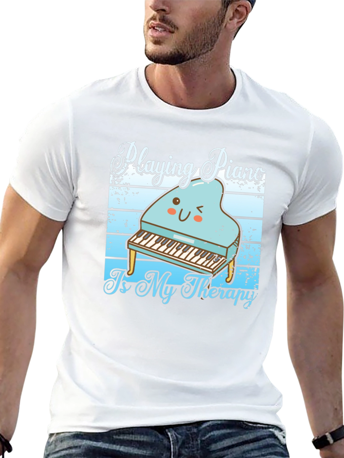 Black Piano Therapy T-Shirt - Music Lover Tee view 13
