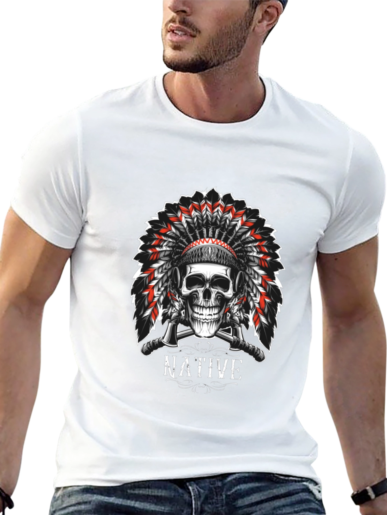 Black Native Skull Graphic Tee - Black view 13