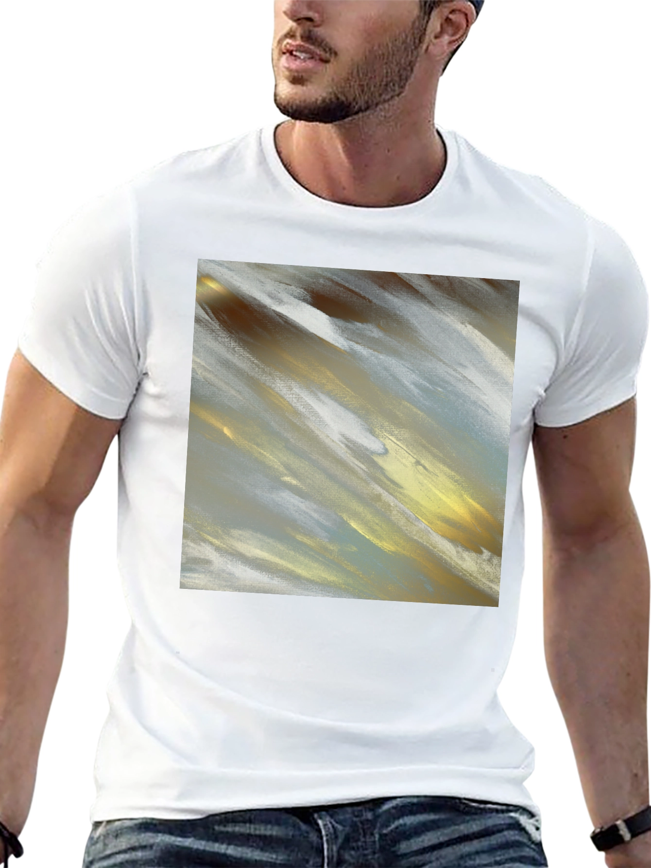 Black Abstract Art T-Shirt - Modern Brushstroke Design view 13