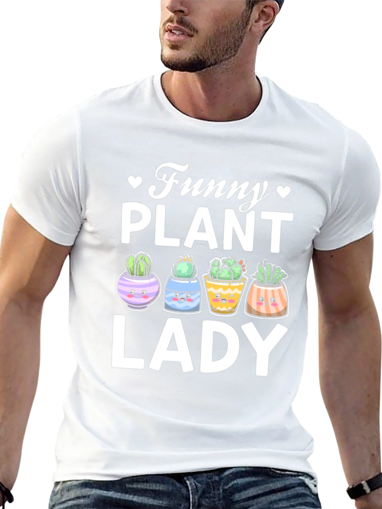 Black Funny Plant Lady T-Shirt - Cute Cactus Graphic Tee view 13