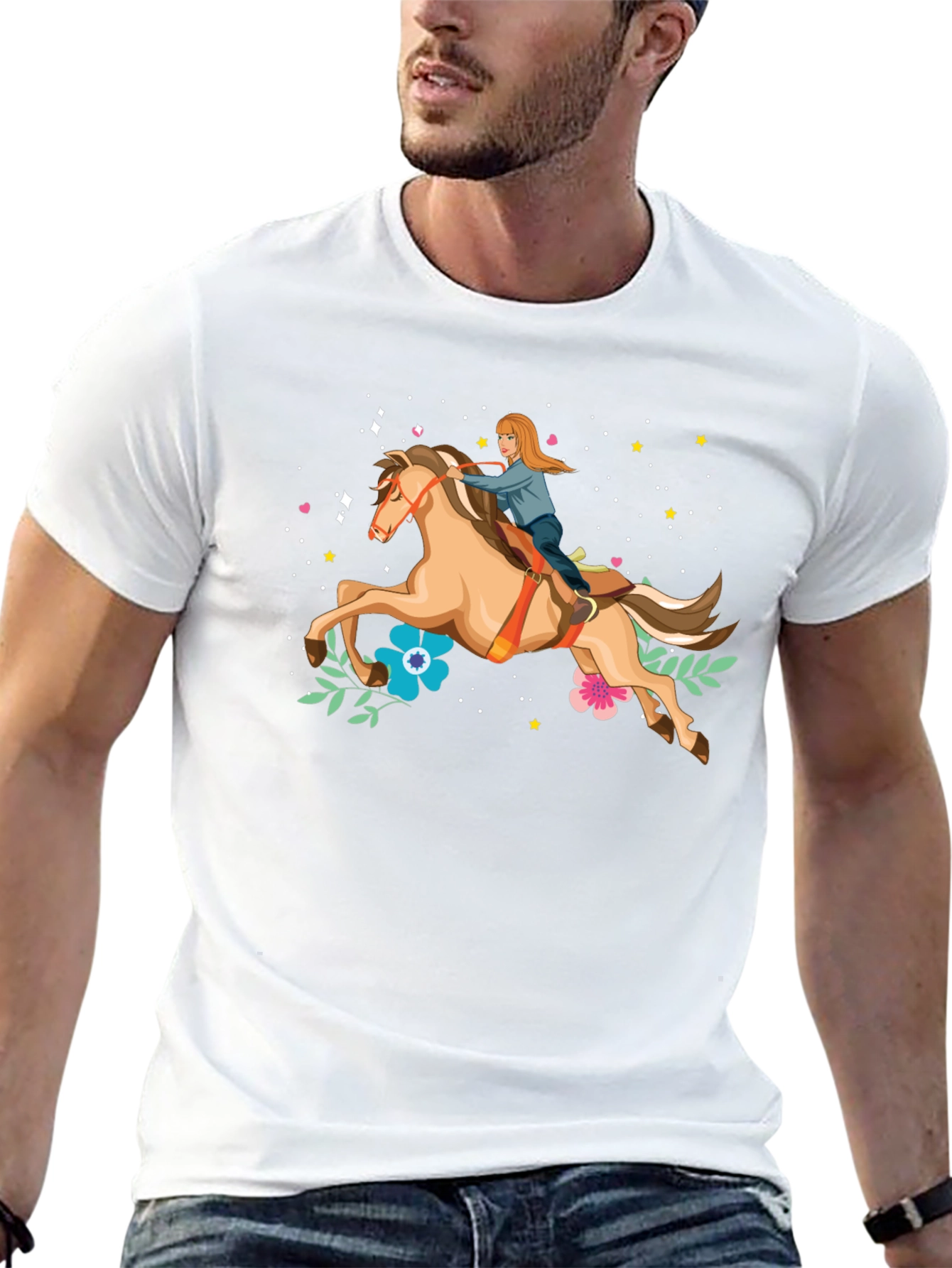 Horse Riding Graphic Tee - Black Unisex T-Shirt - 13