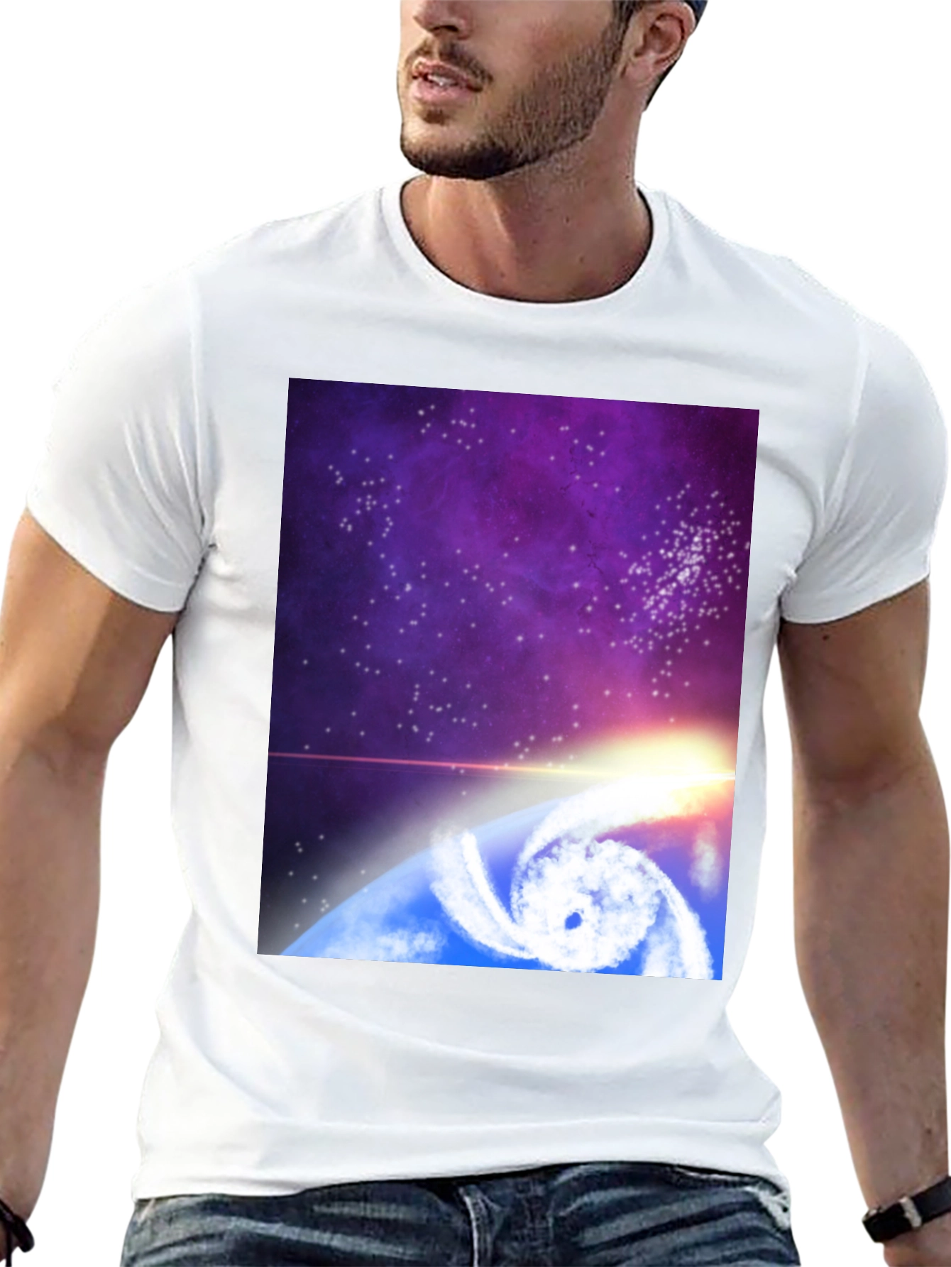 Black Cosmic Hurricane Graphic Tee - Black Cotton Blend view 13