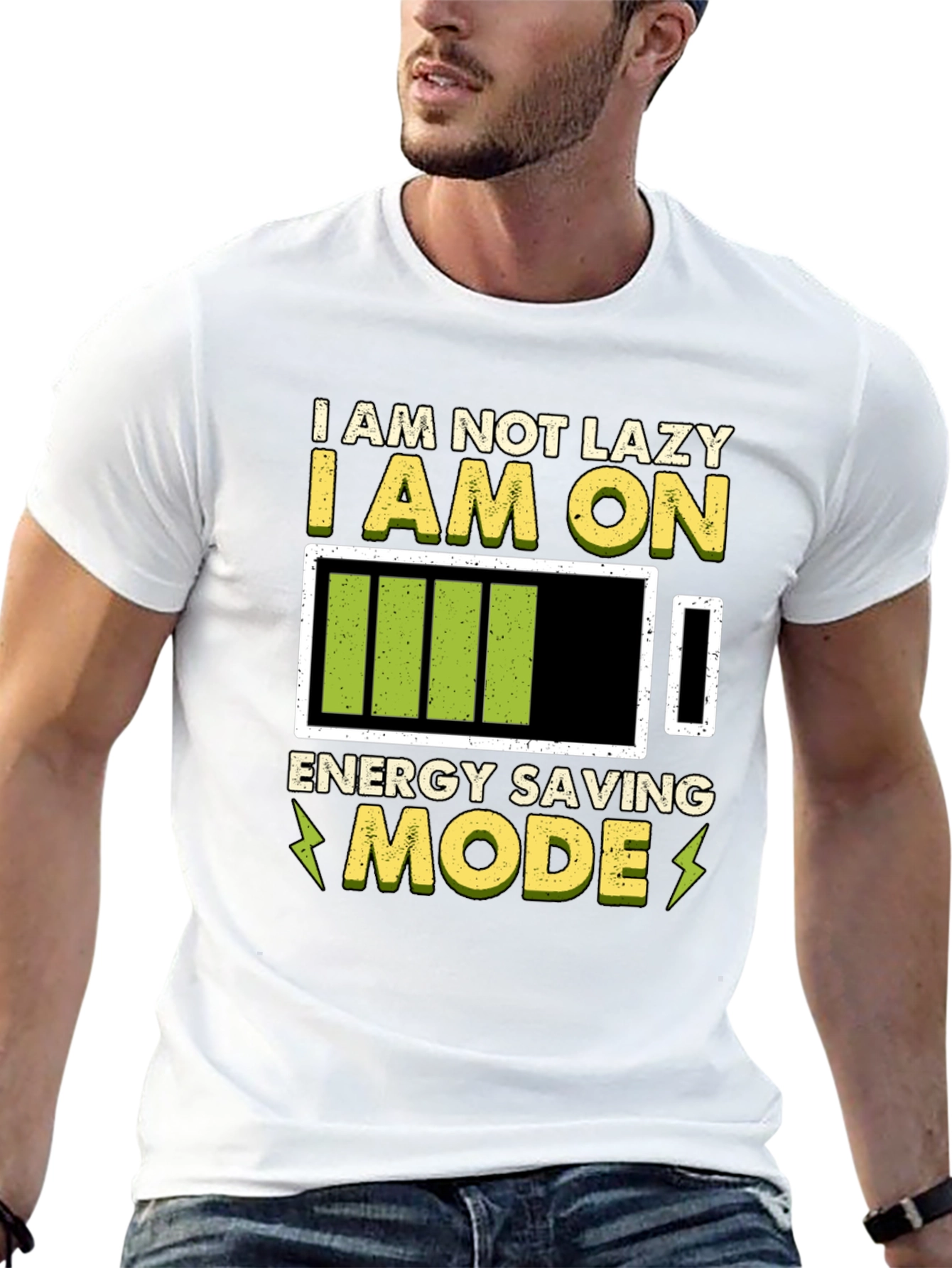 Black Energy Saving Mode Graphic Tee - Lazy Humor T-Shirt view 13