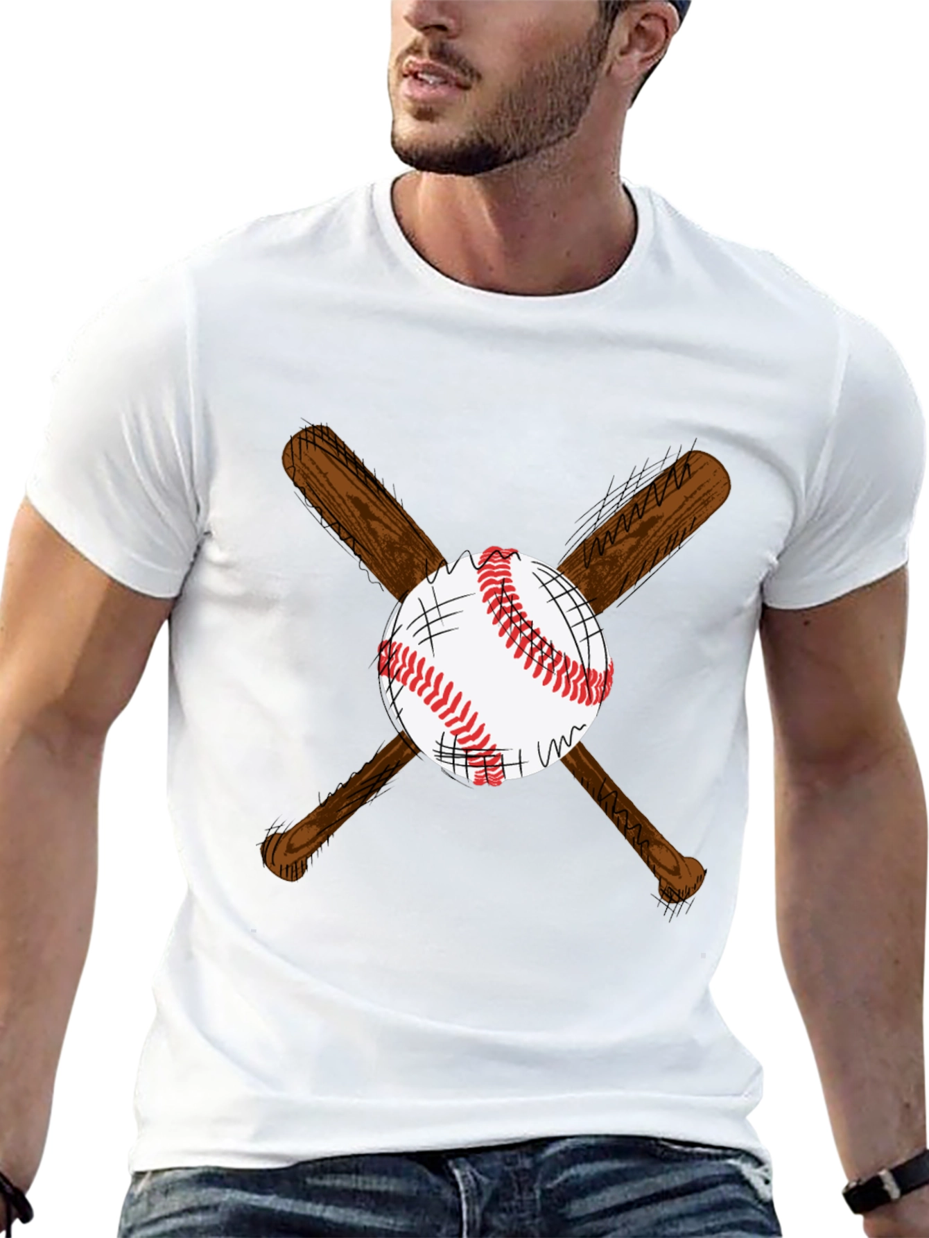 Black Baseball Bats and Ball Graphic T-Shirt view 13