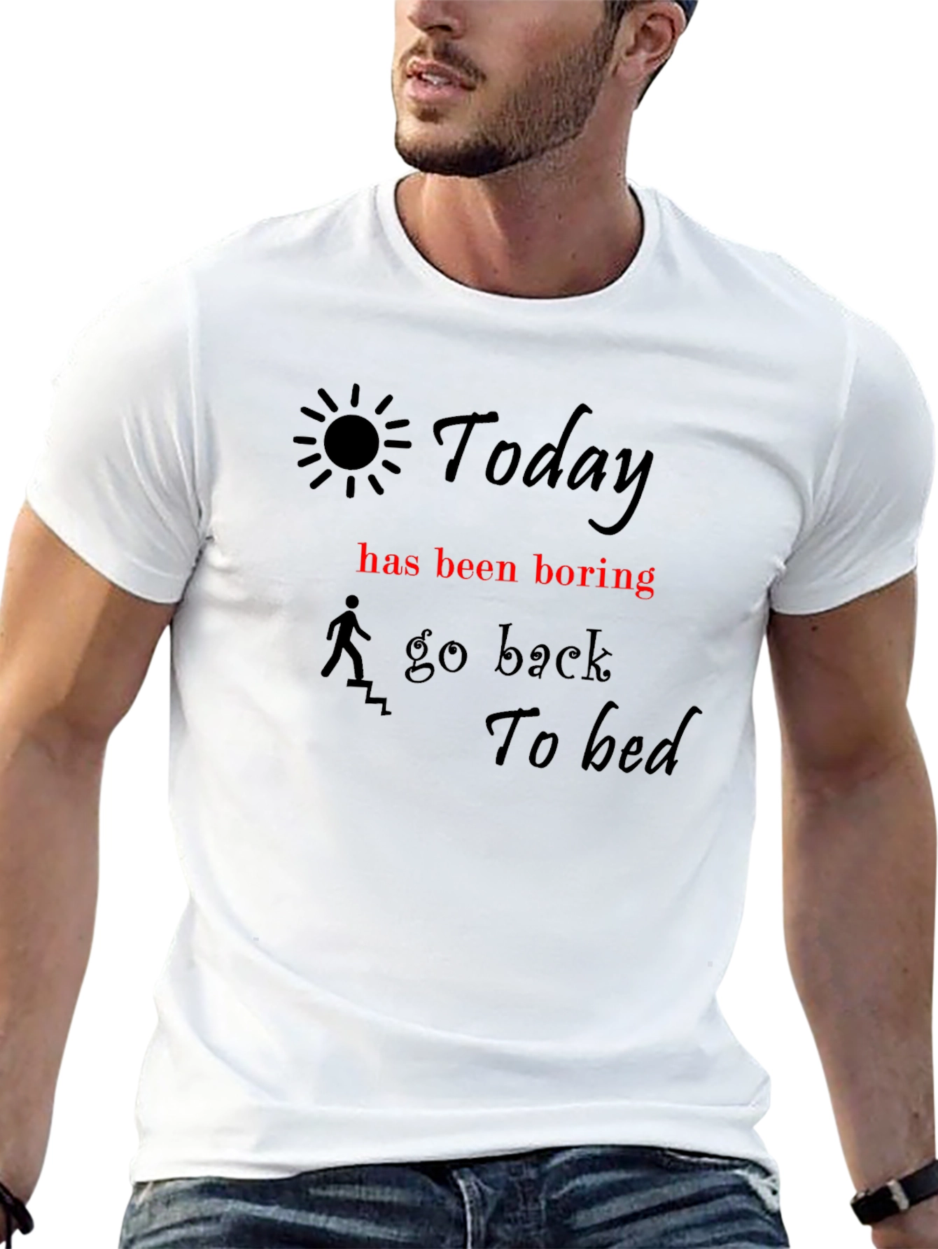Black Humorous "Today" Graphic Tee for Relaxed Days view 13
