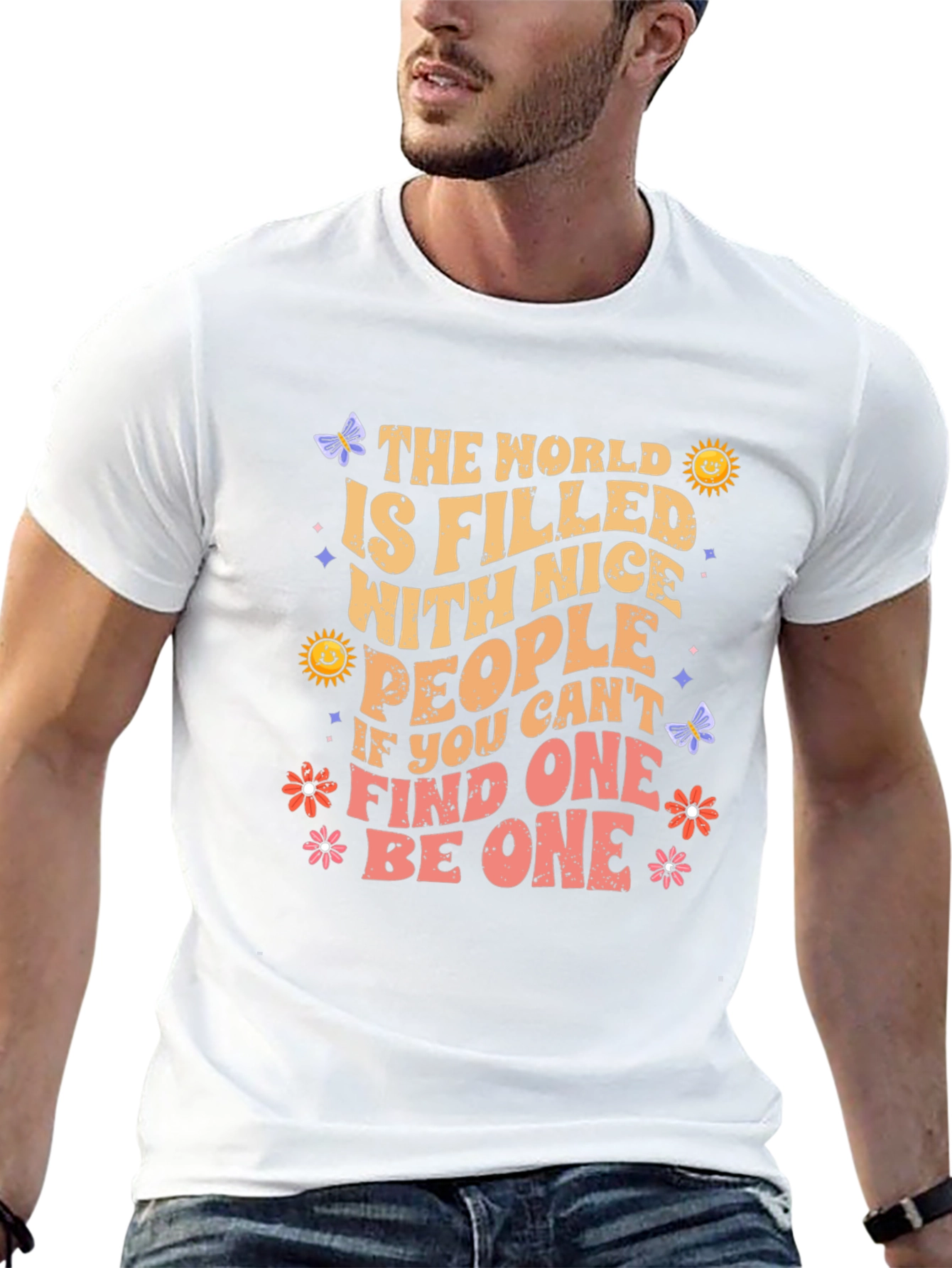 Black Nice People T-Shirt: World Filled with Nice People Graphic Tee view 13
