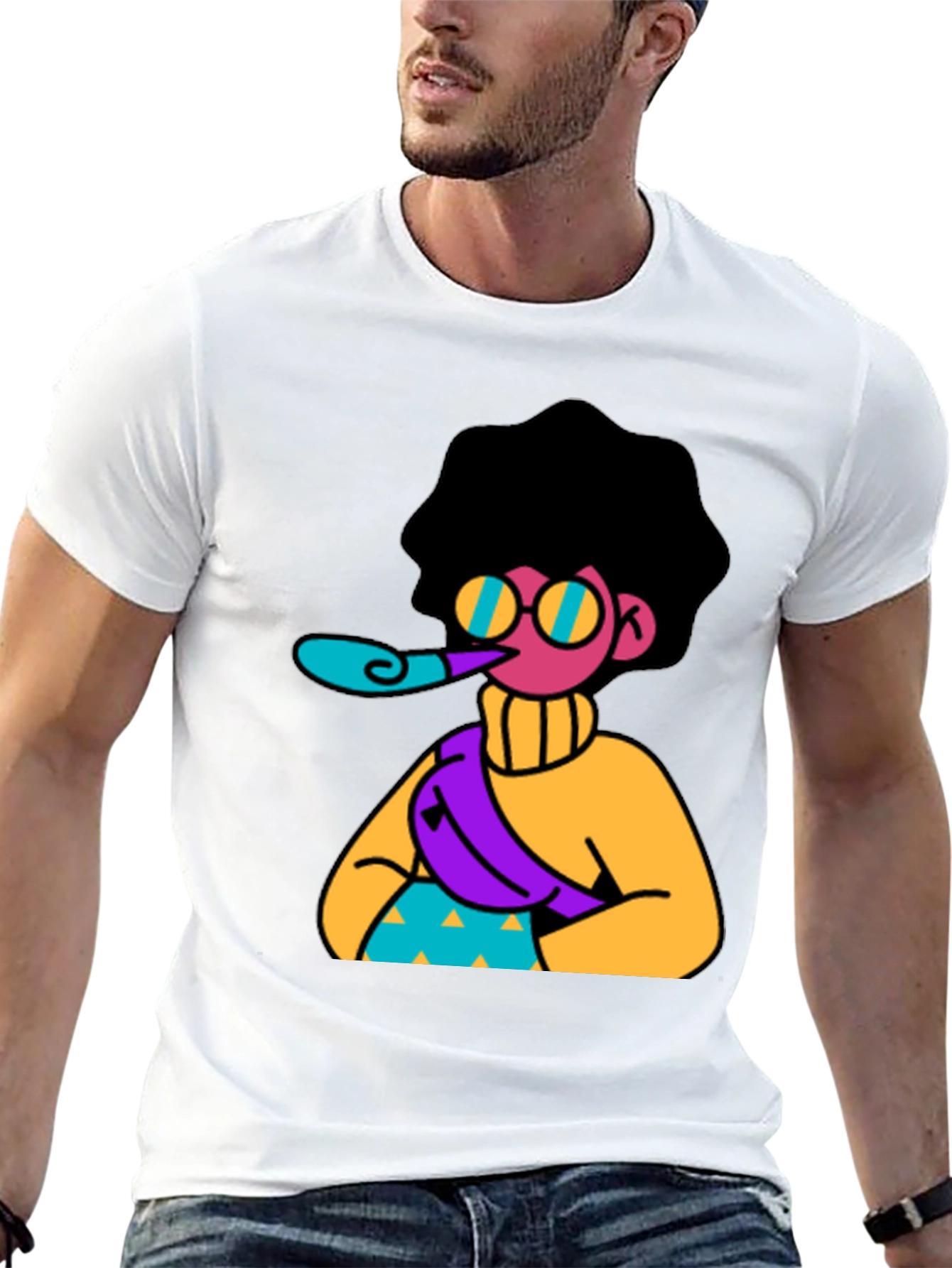 Black Fun Cartoon Graphic T-Shirt - Black view 13